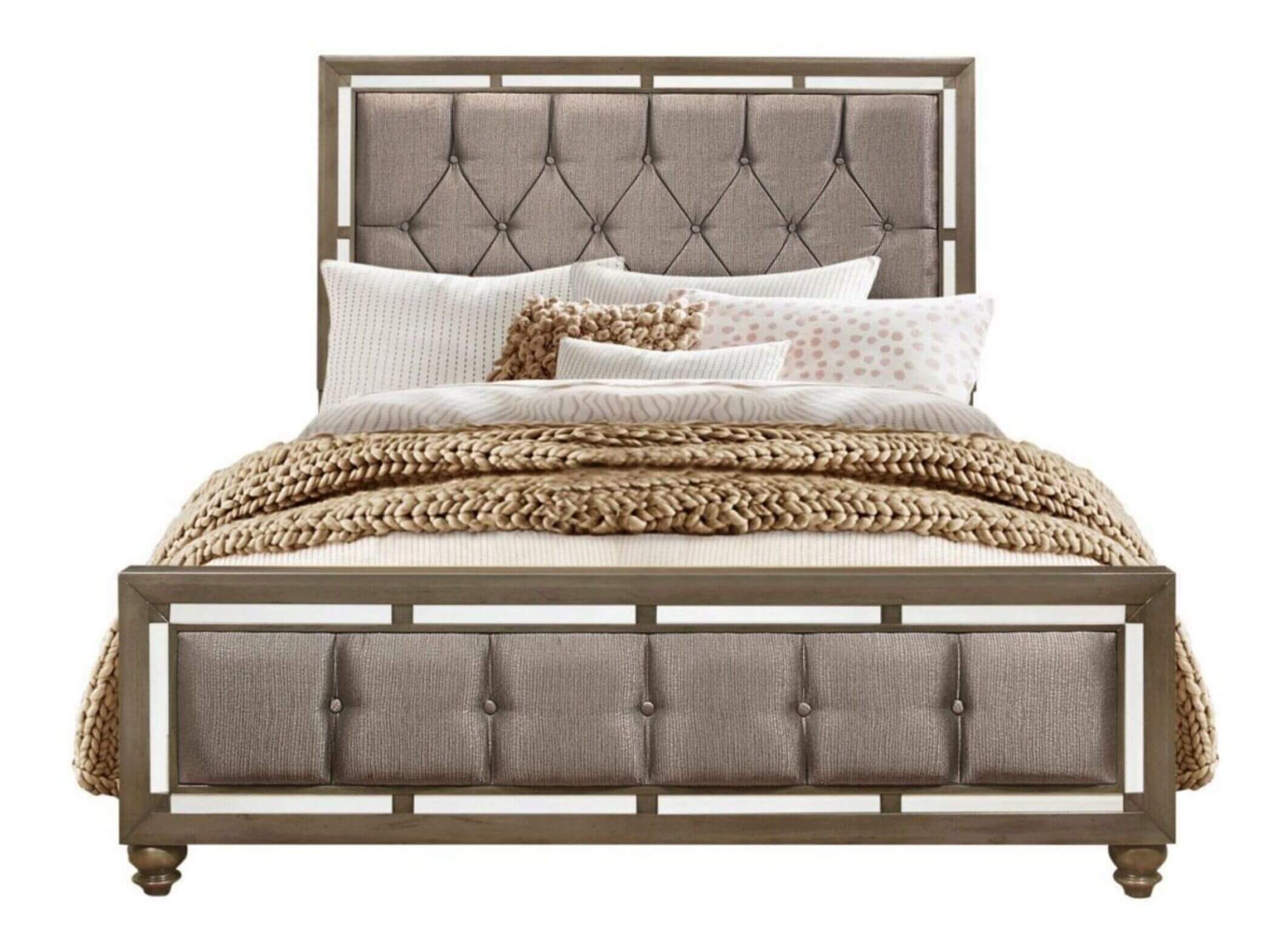 Ivy Tufted Fabric King Size Bed