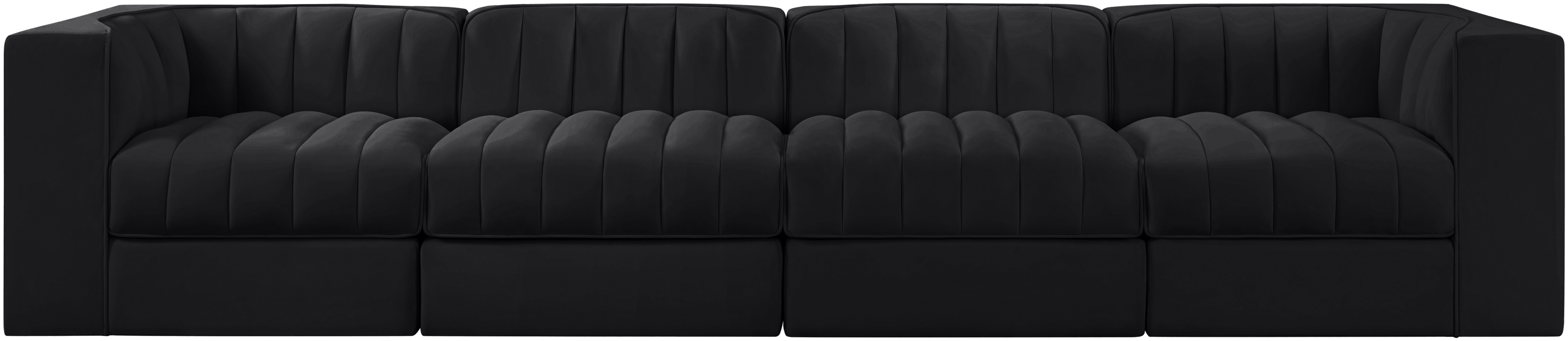 Rummi 126-inch Velvet Performance Fabric Upholstered 4-Piece Modular Sofa