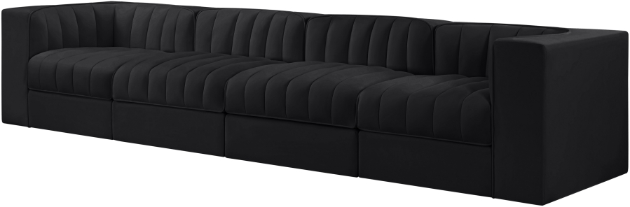 Rummi 126-inch Velvet Performance Fabric Upholstered 4-Piece Modular Sofa