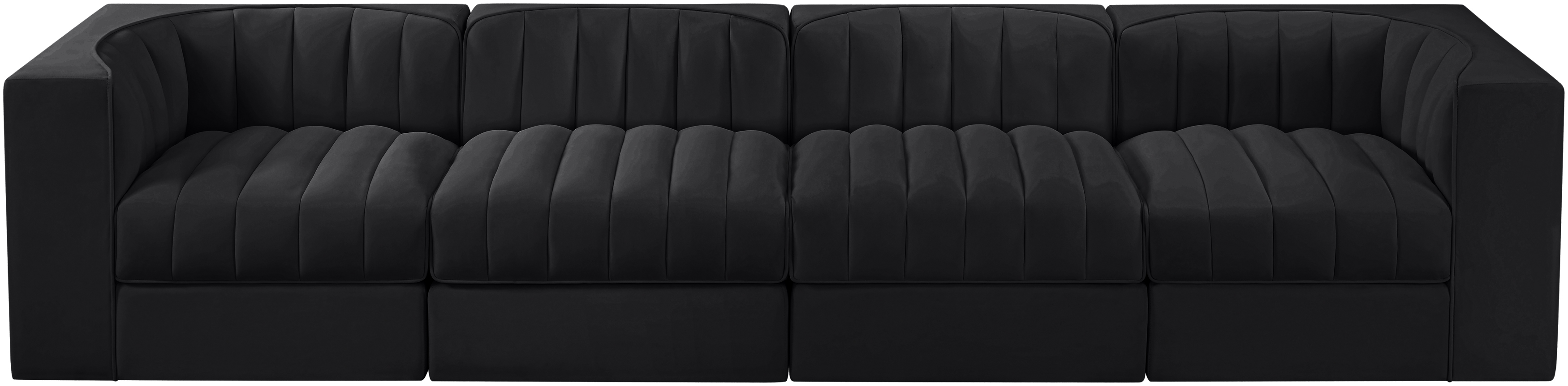 Rummi 126-inch Velvet Performance Fabric Upholstered 4-Piece Modular Sofa