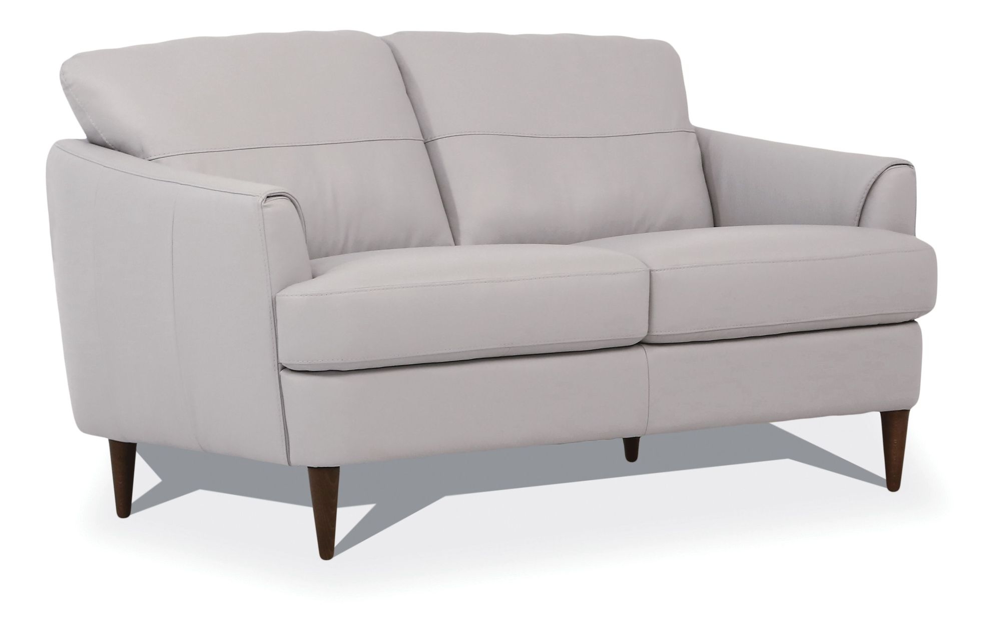 Carson Carrington Ullberga Pearl Gray Leather T-shaped Loveseat