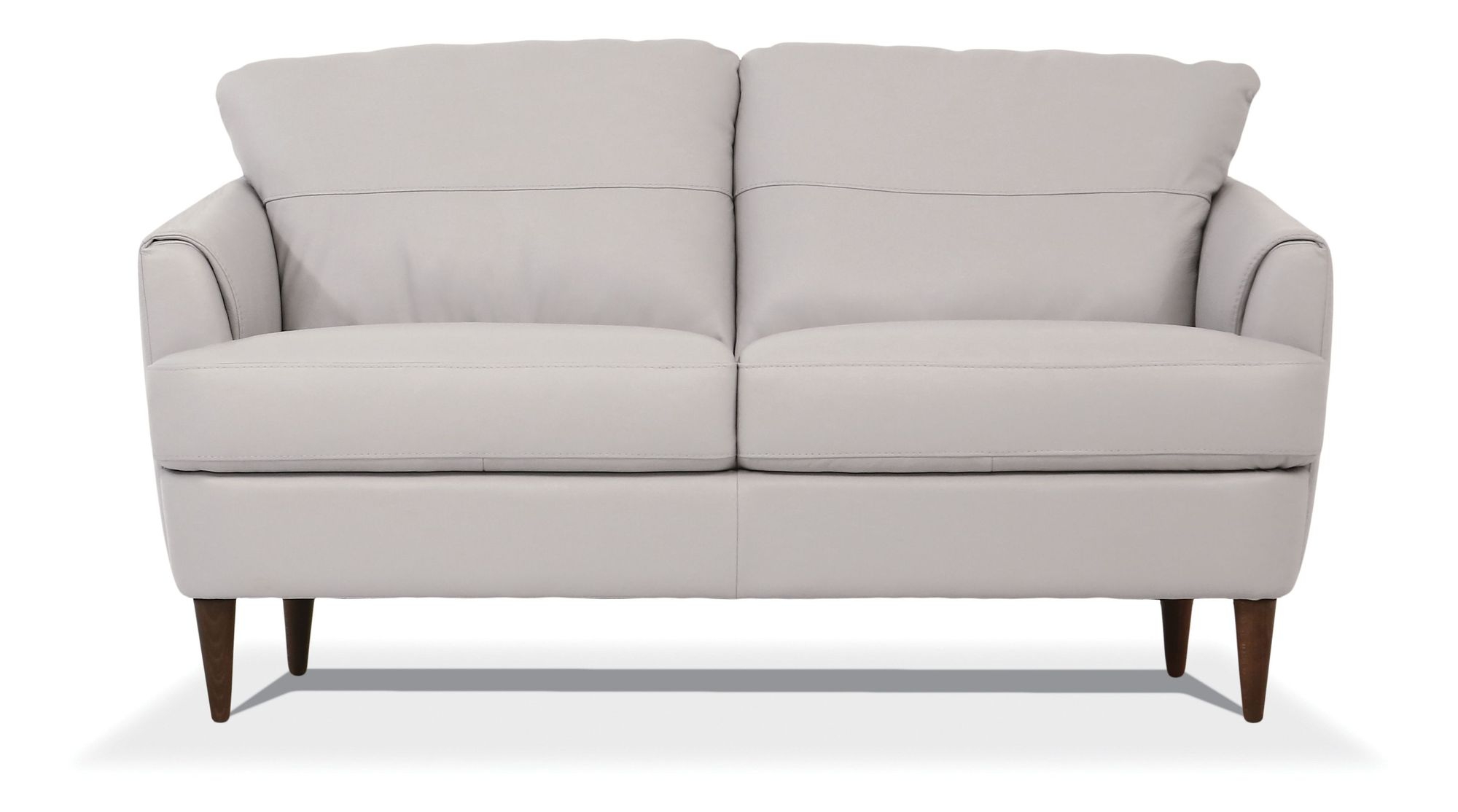 Helena Pearl Grey Top Grain Leather 58" Loveseat