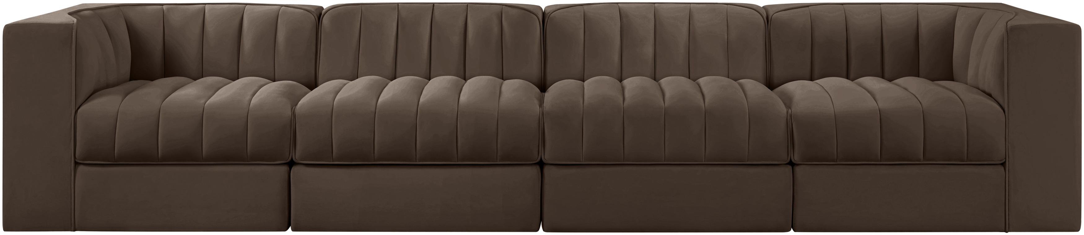 Rummi 126-inch Velvet Performance Fabric Upholstered 4-Piece Modular Sofa
