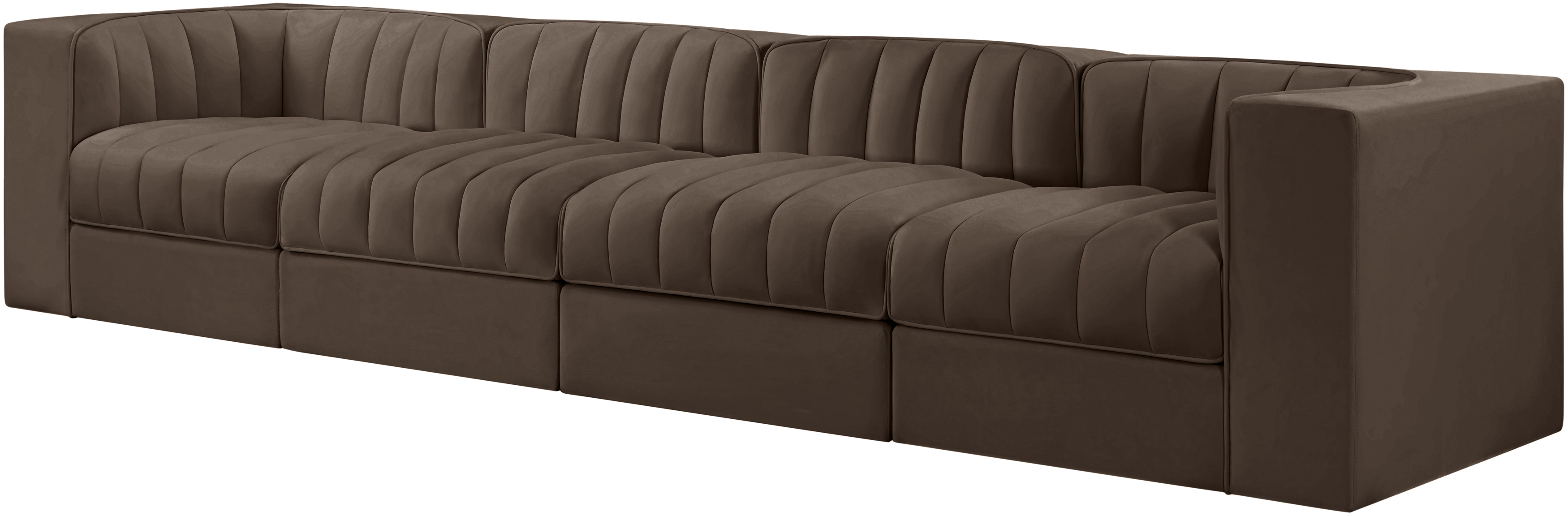 Rummi 126-inch Velvet Performance Fabric Upholstered 4-Piece Modular Sofa