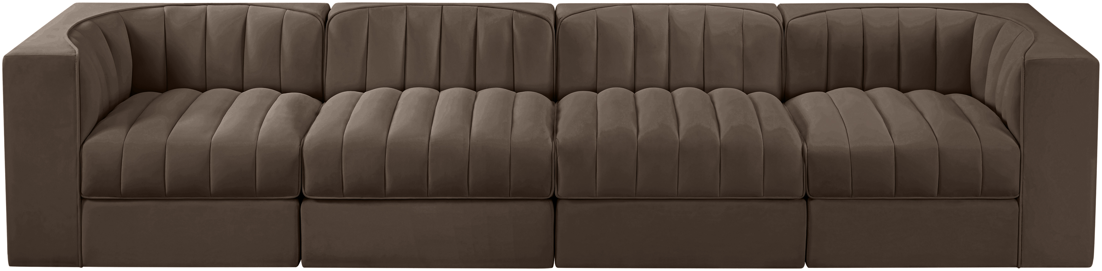 Rummi 126-inch Velvet Performance Fabric Upholstered 4-Piece Modular Sofa