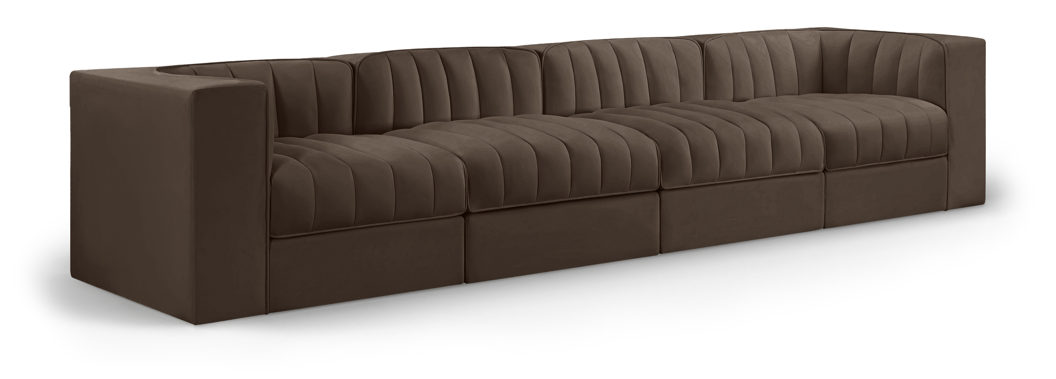 Rummi 126-inch Velvet Performance Fabric Upholstered 4-Piece Modular Sofa
