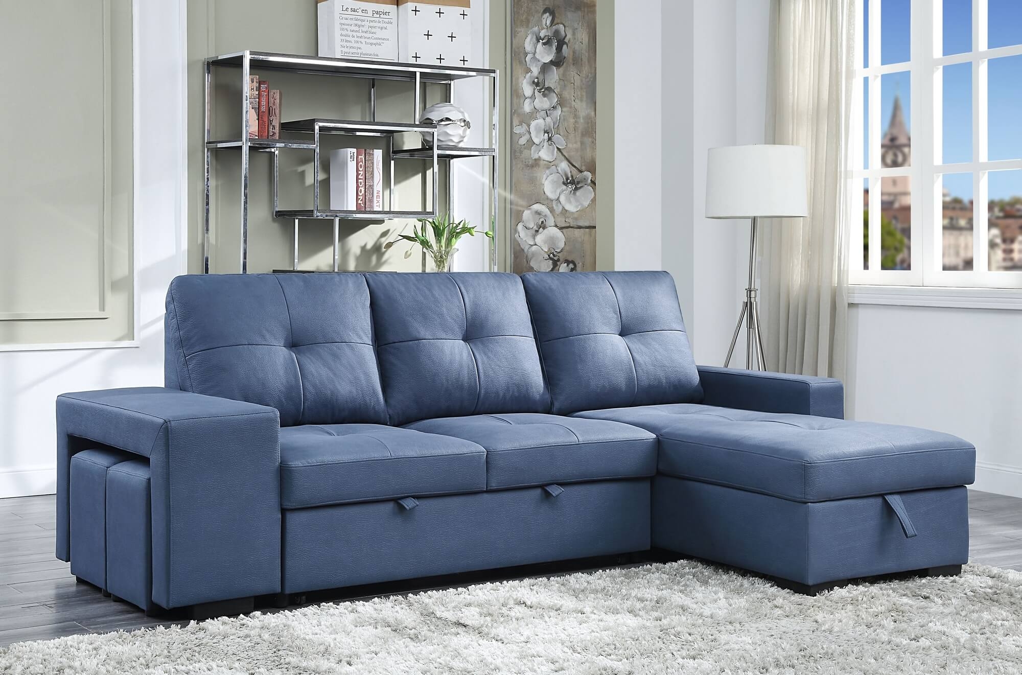 Strophios Fabric L-Shaped Reversible Sleeper Sectional Sofa