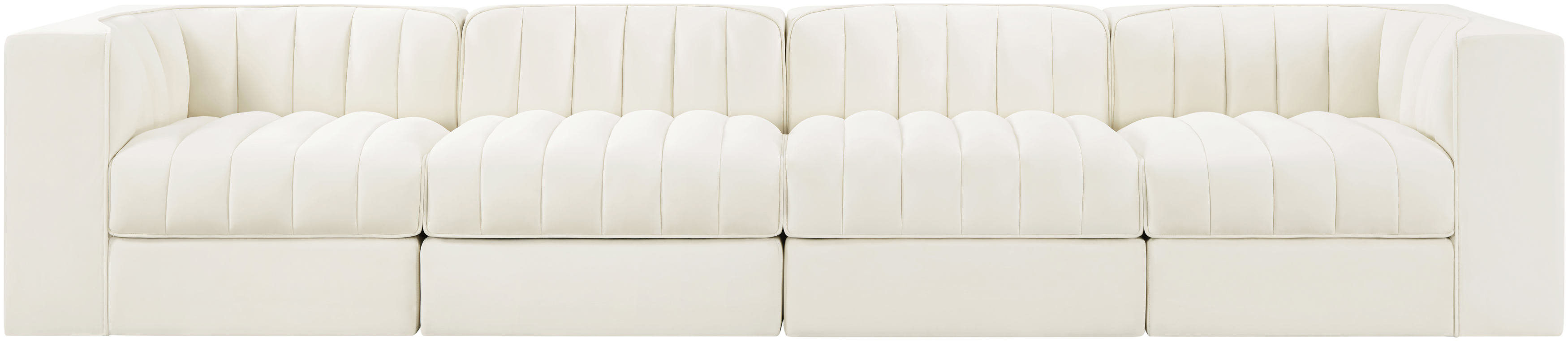 Rummi 126-inch Velvet Performance Fabric Upholstered 4-Piece Modular Sofa