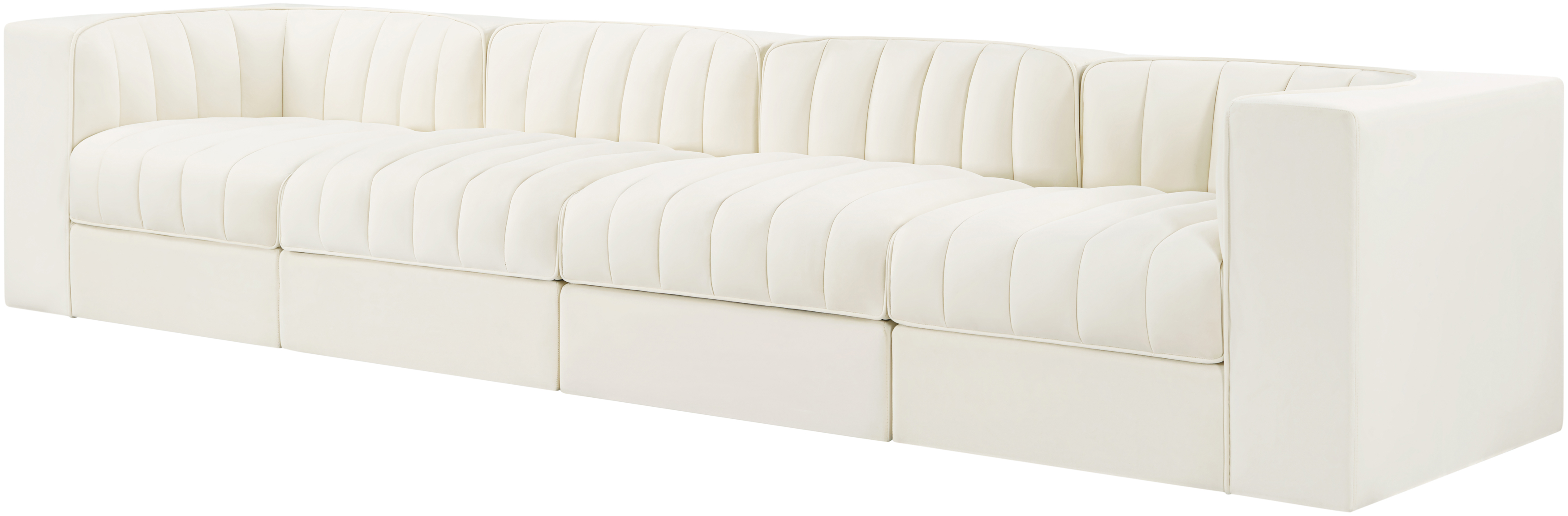 Rummi 126-inch Velvet Performance Fabric Upholstered 4-Piece Modular Sofa