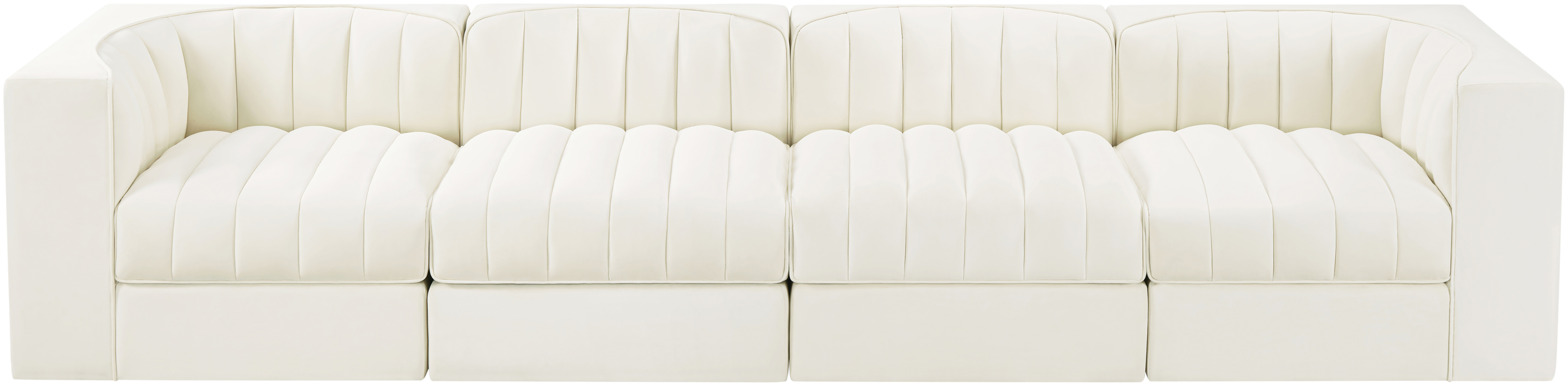 Rummi 126-inch Velvet Performance Fabric Upholstered 4-Piece Modular Sofa