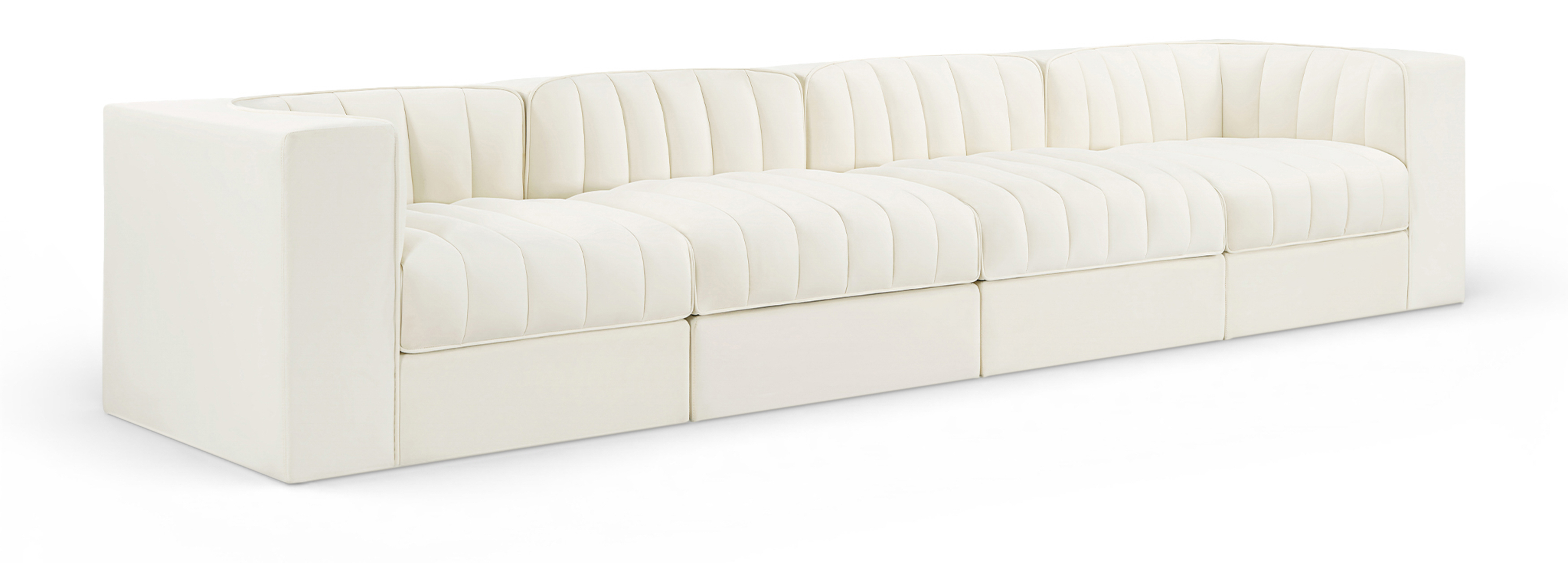 Rummi 126-inch Velvet Performance Fabric Upholstered 4-Piece Modular Sofa