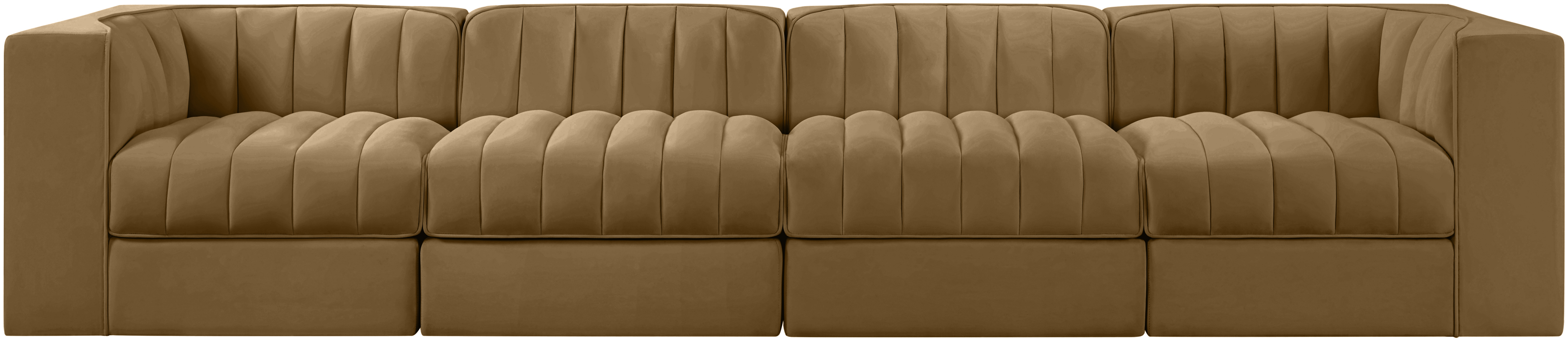 Rummi 126-inch Velvet Performance Fabric Upholstered 4-Piece Modular Sofa