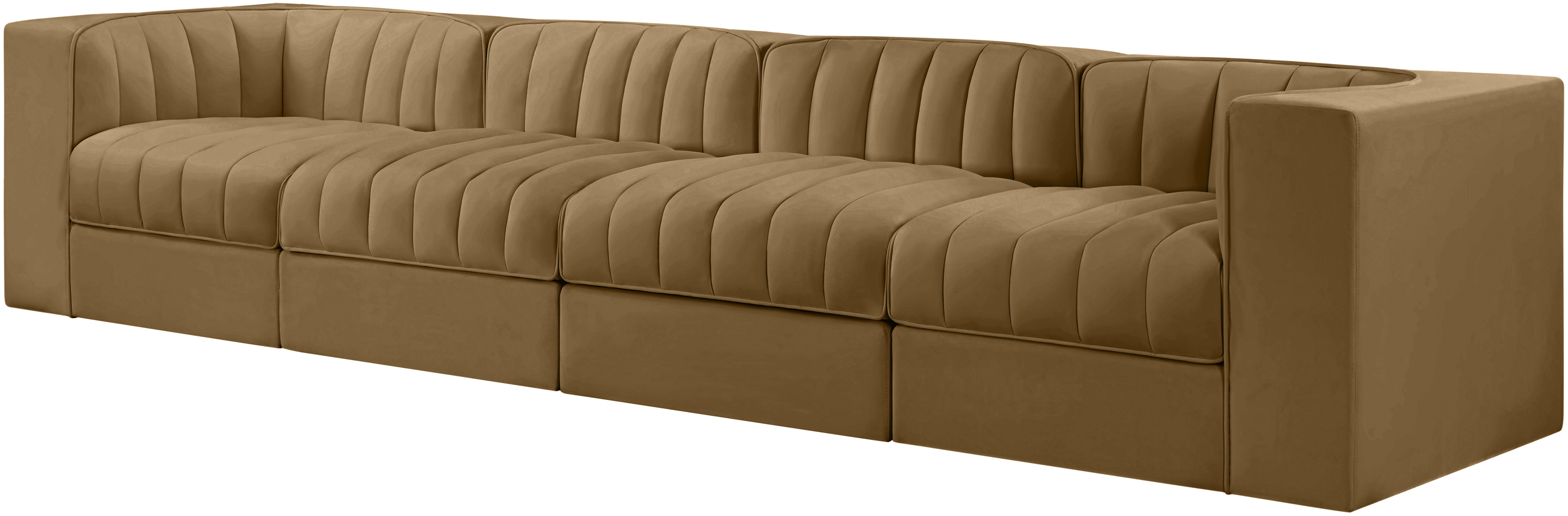 Rummi 126-inch Velvet Performance Fabric Upholstered 4-Piece Modular Sofa