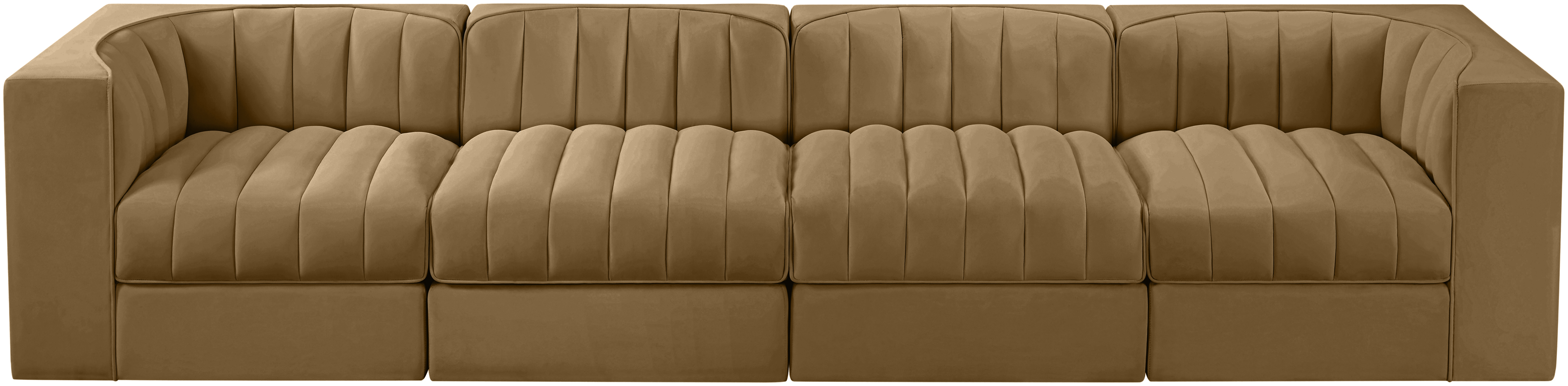 Rummi 126-inch Velvet Performance Fabric Upholstered 4-Piece Modular Sofa