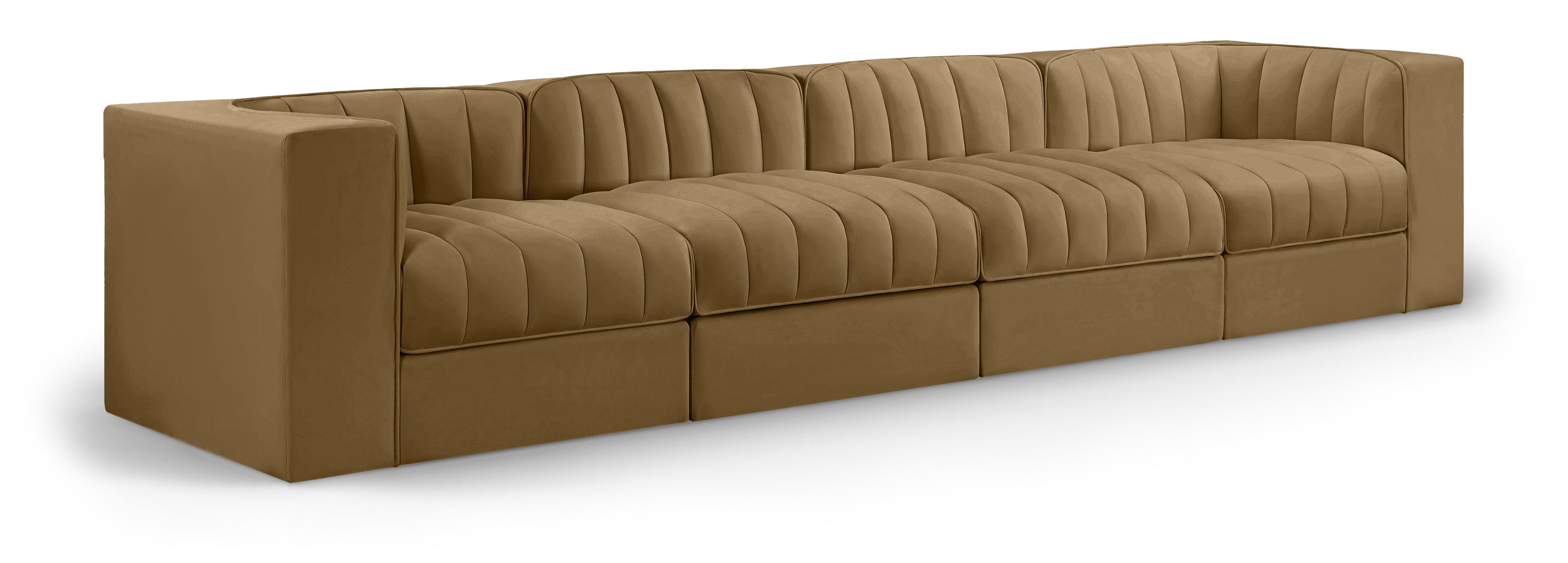 Rummi 126-inch Velvet Performance Fabric Upholstered 4-Piece Modular Sofa