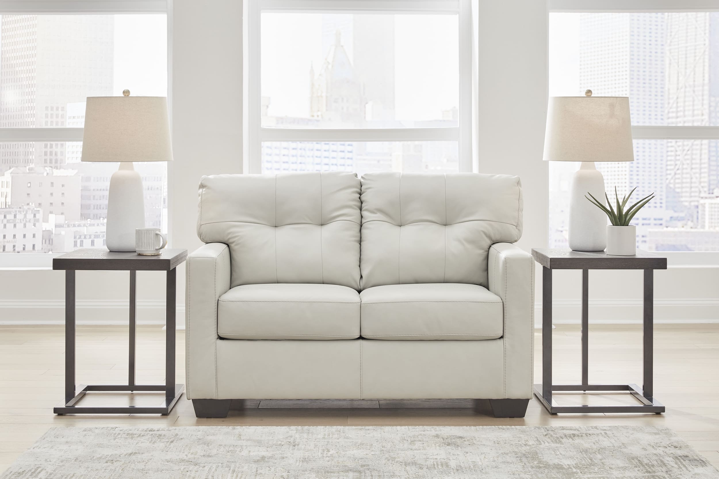 Belziani Leather Loveseat