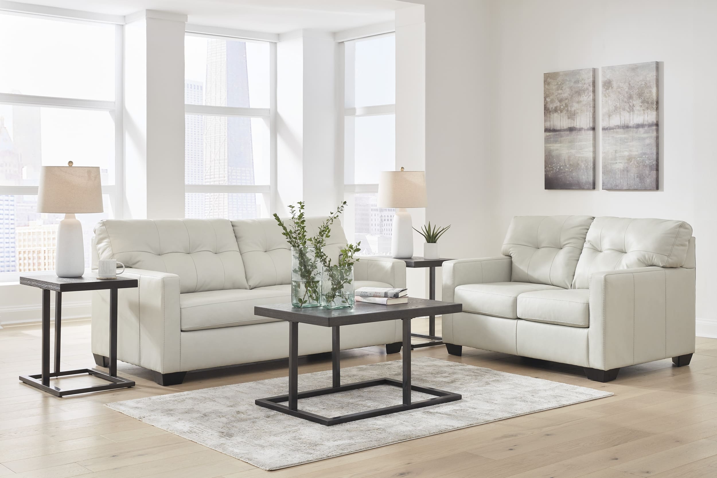 Belziani Leather Loveseat