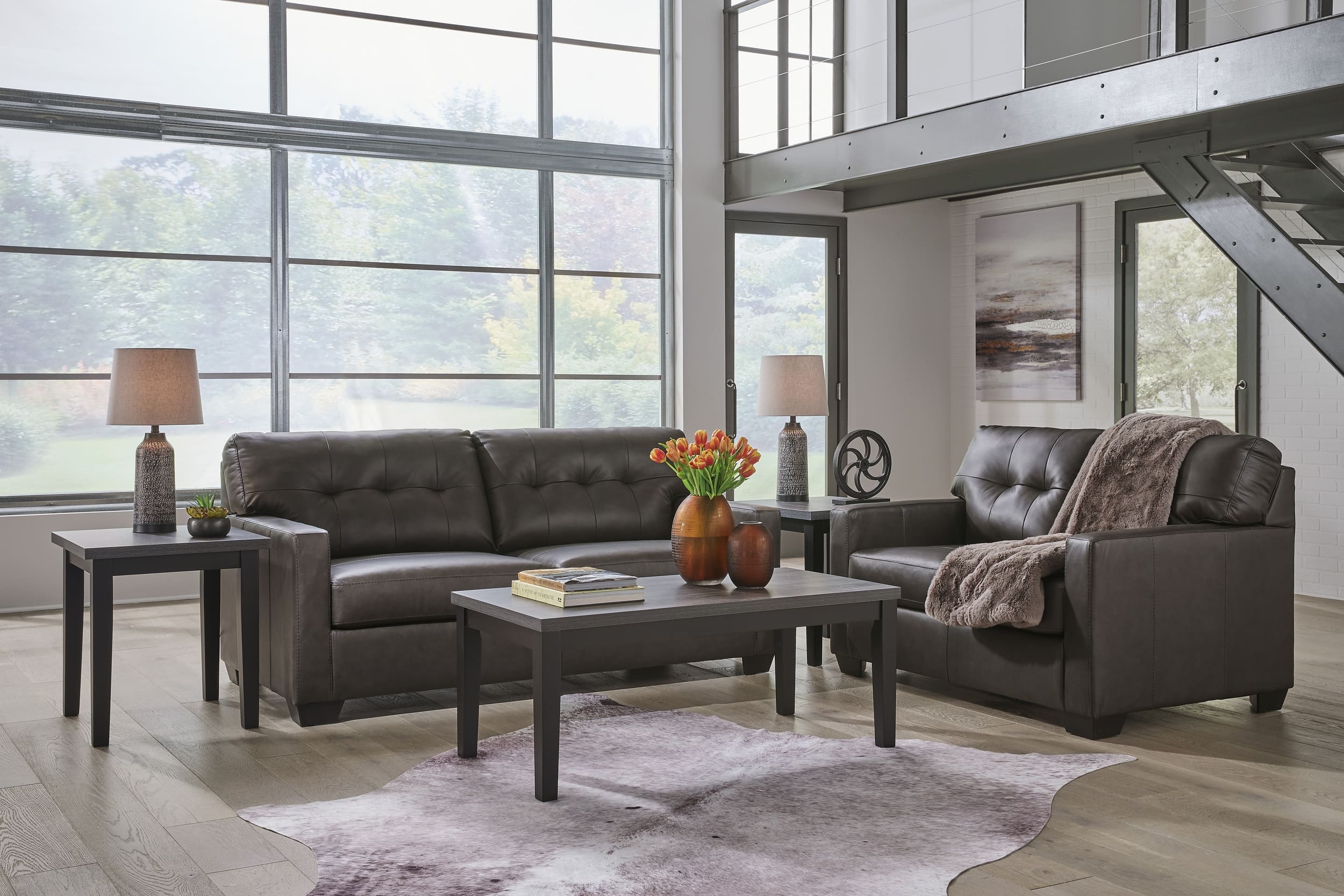Belziani Leather Loveseat