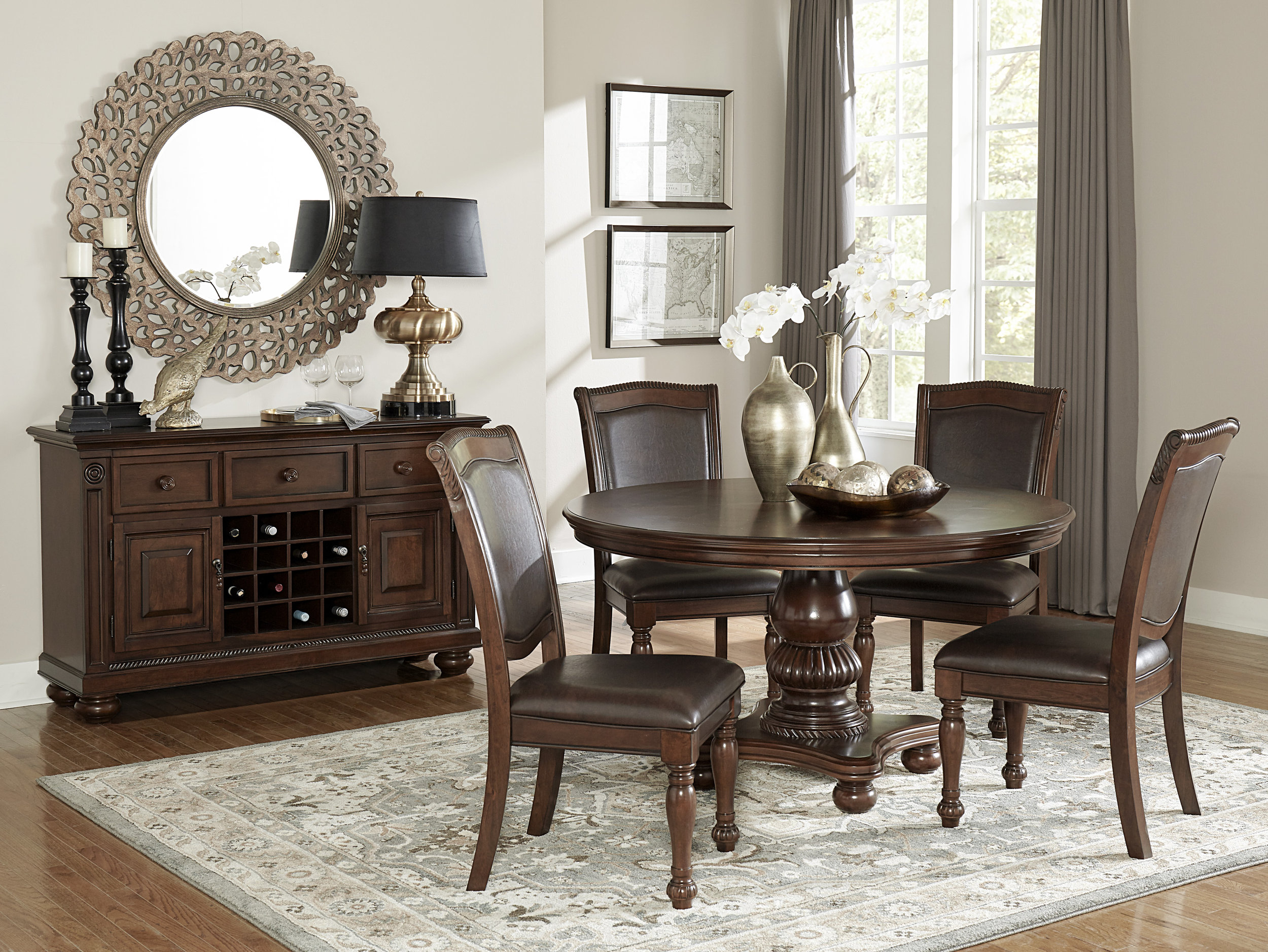 Lordsburg Round Wood Dining Room Set