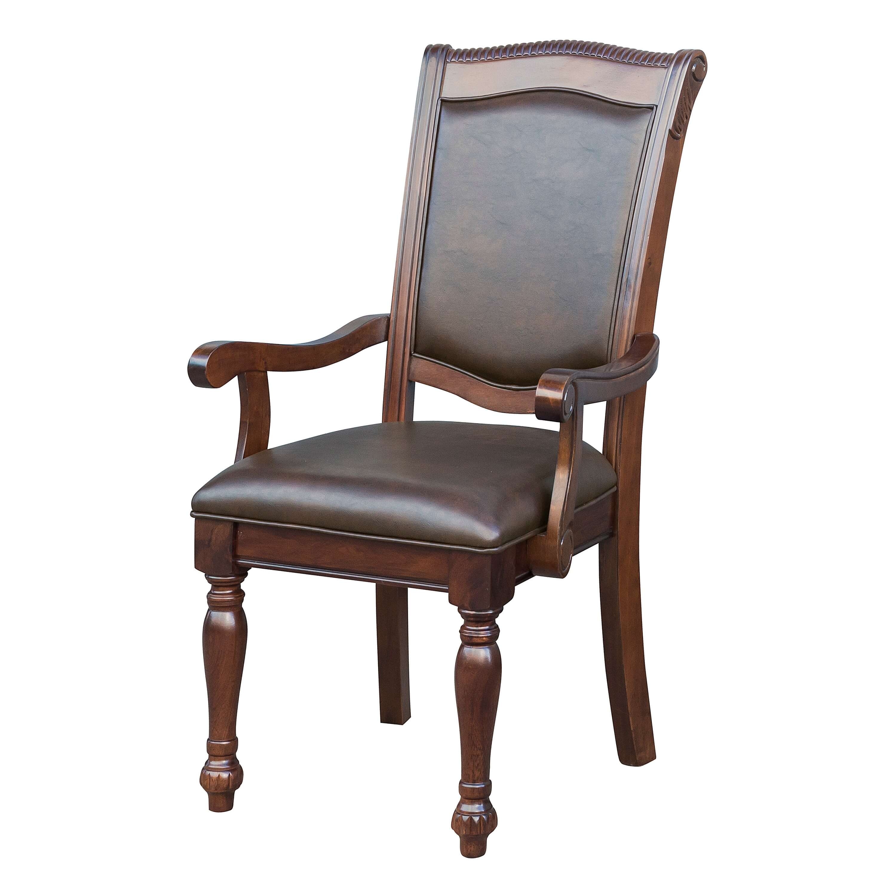 Lordsburg Classic Faux Leather/Wood Dining Arm Chair