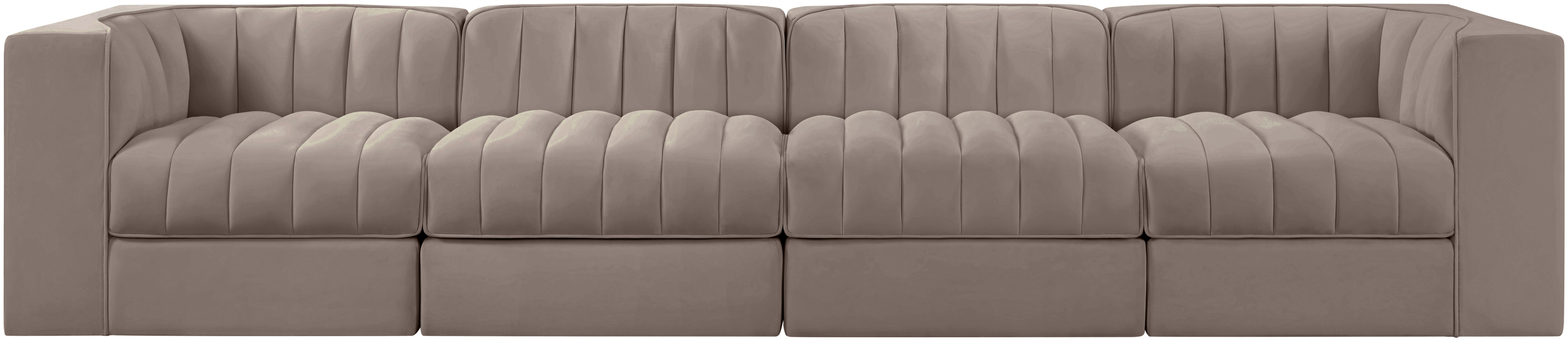 Rummi 126-inch Velvet Performance Fabric Upholstered 4-Piece Modular Sofa