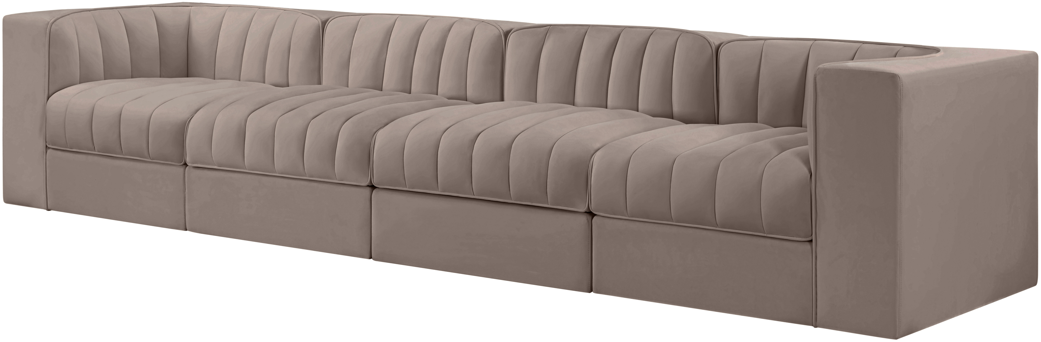 Rummi 126-inch Velvet Performance Fabric Upholstered 4-Piece Modular Sofa