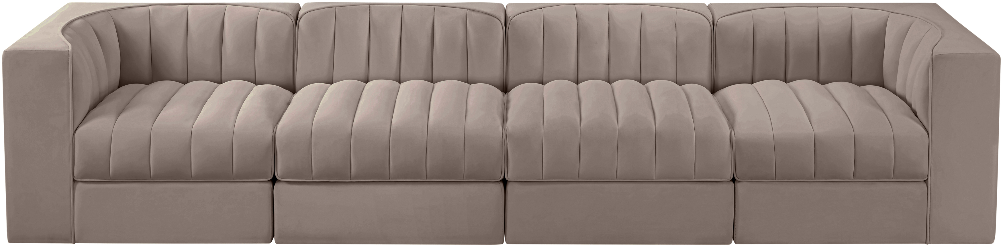 Rummi 126-inch Velvet Performance Fabric Upholstered 4-Piece Modular Sofa