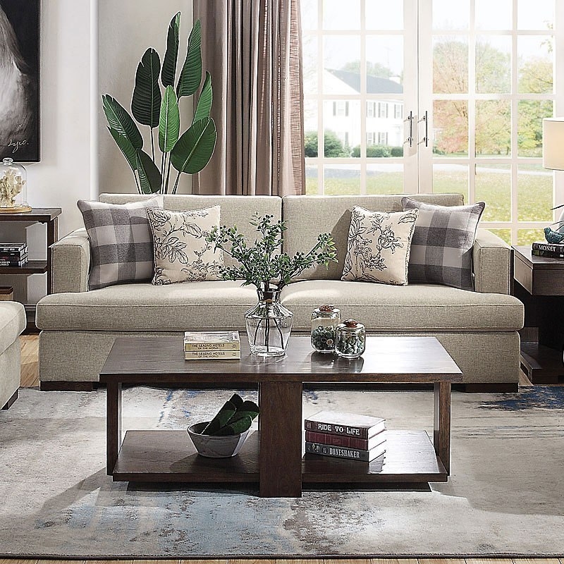 Niamey Fabric/Wood Living Room Set