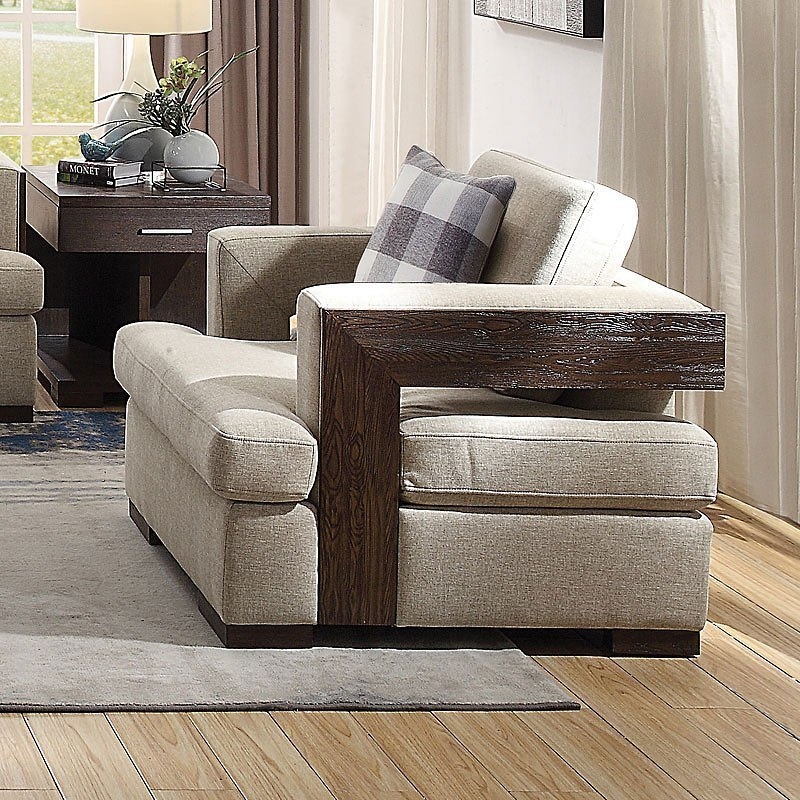 Niamey Fabric/Wood Living Room Set