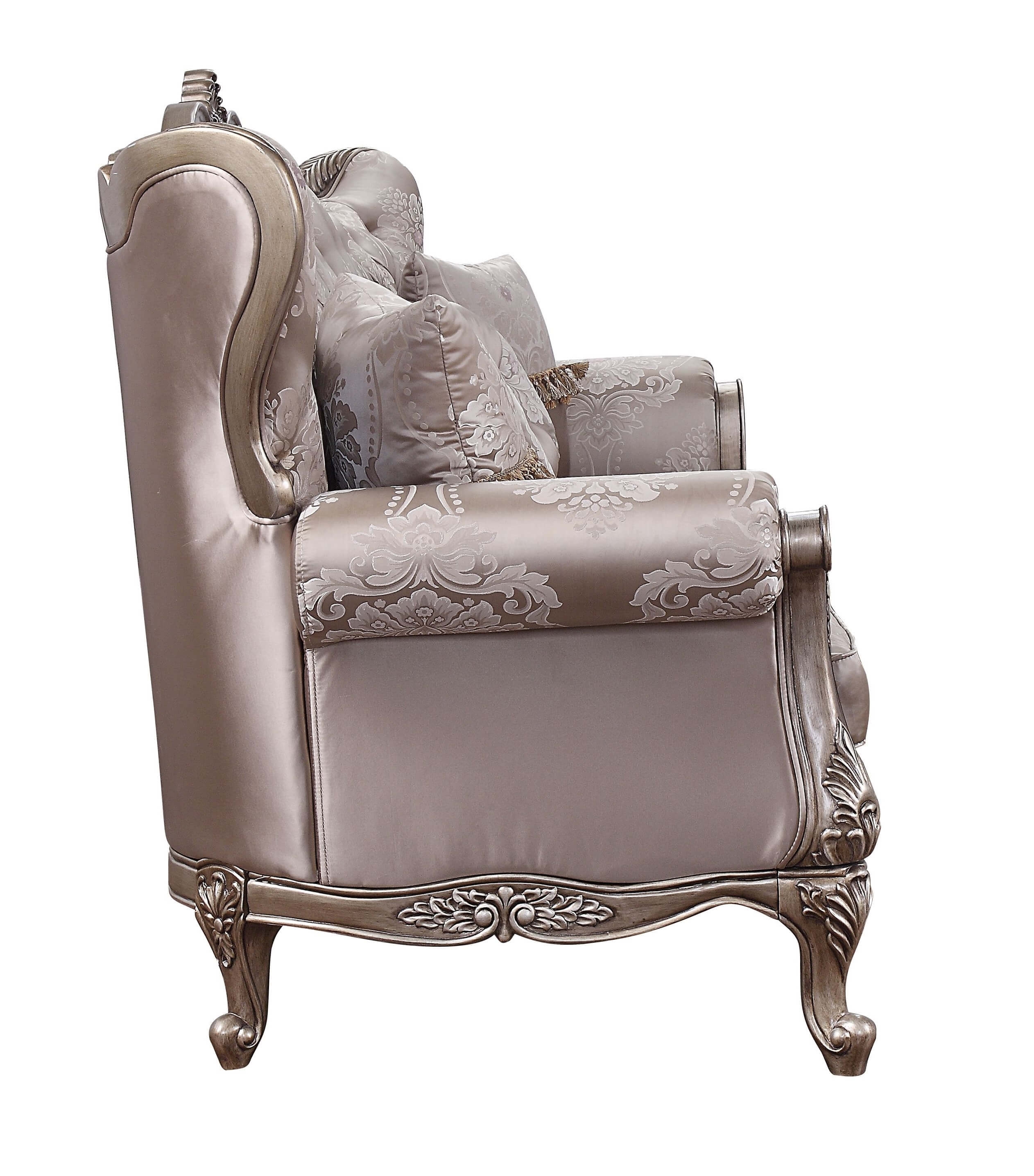 Jayceon Fabric Tufted Sofa w/Pillows