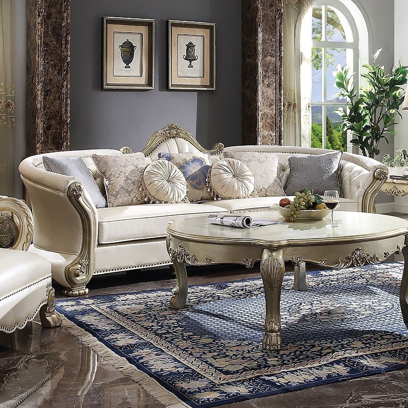 Dresden II PU/Fabric Tufted Sofa