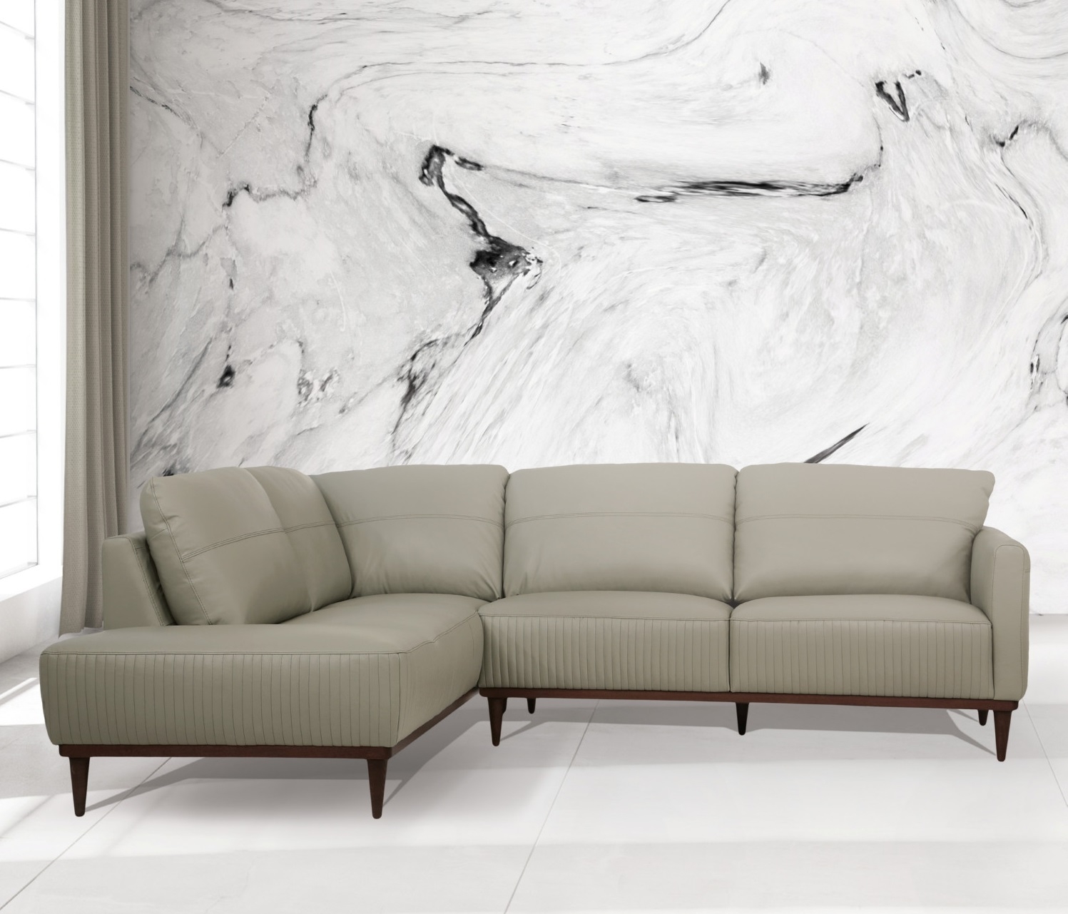 Tampa Leather L-Shaped Sectional Sofa