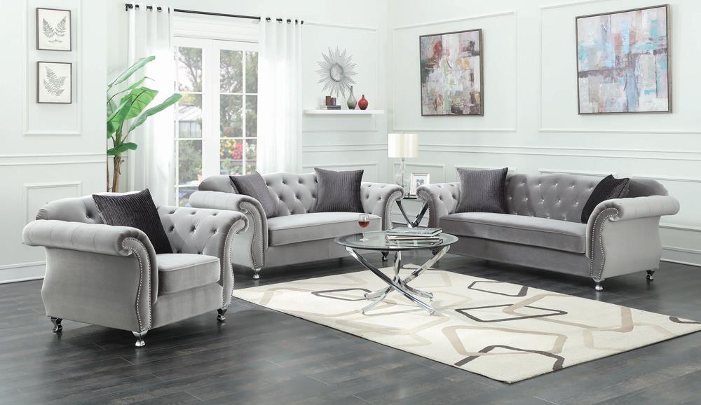 Frostine Button Tufted Velvet Living Room Set