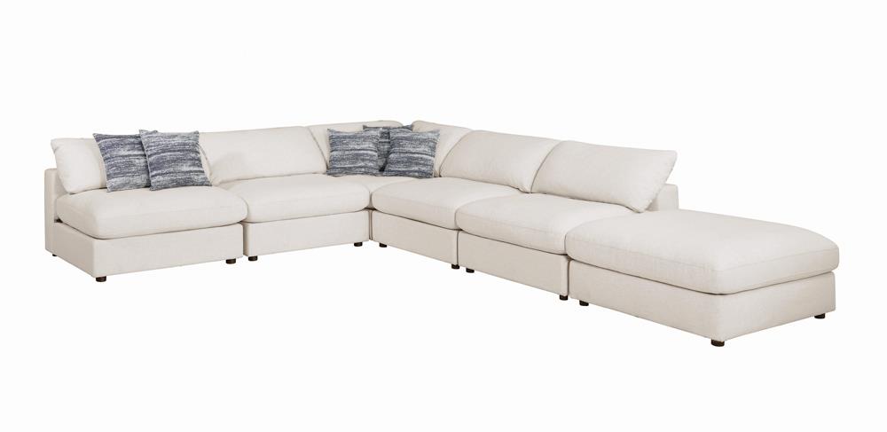 Serene Fabric L-Shaped Beige Sofa With Chaise