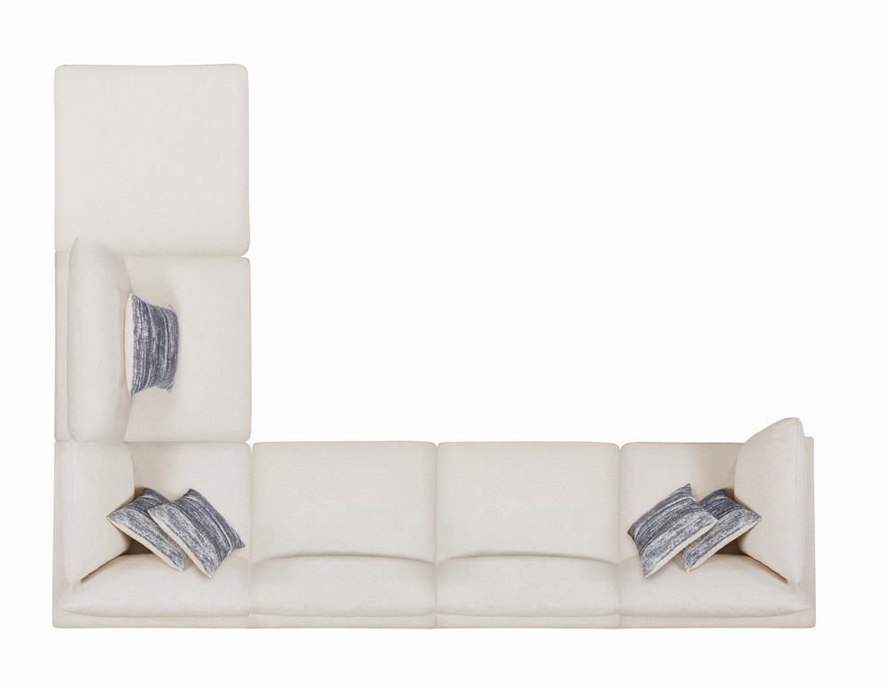Serene Fabric L-Shaped Beige 5-piece Sofa With Chaise