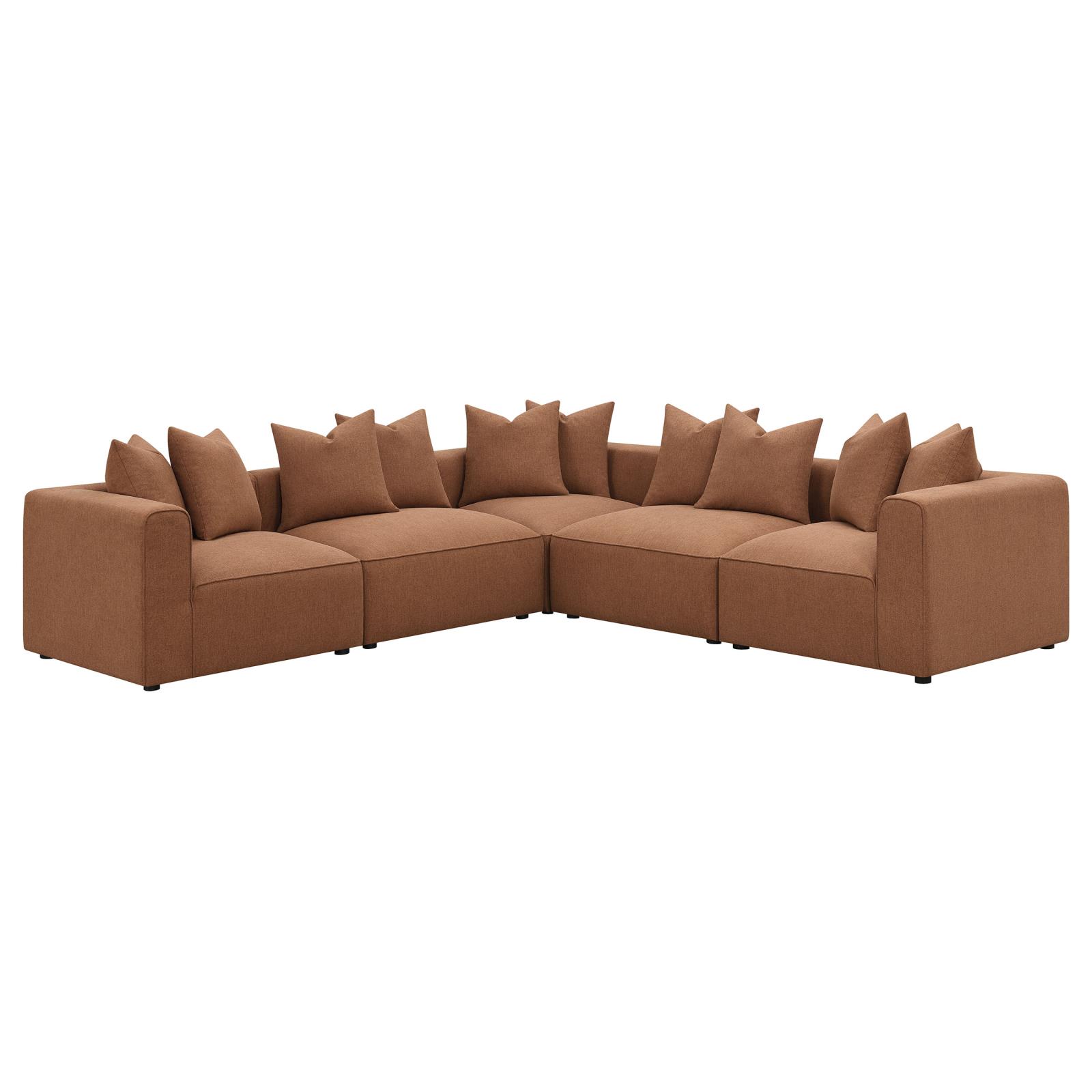 Jennifer Polyester Fabric Modular L-Shape Sectional Sofa w/Chaise, Composition 1
