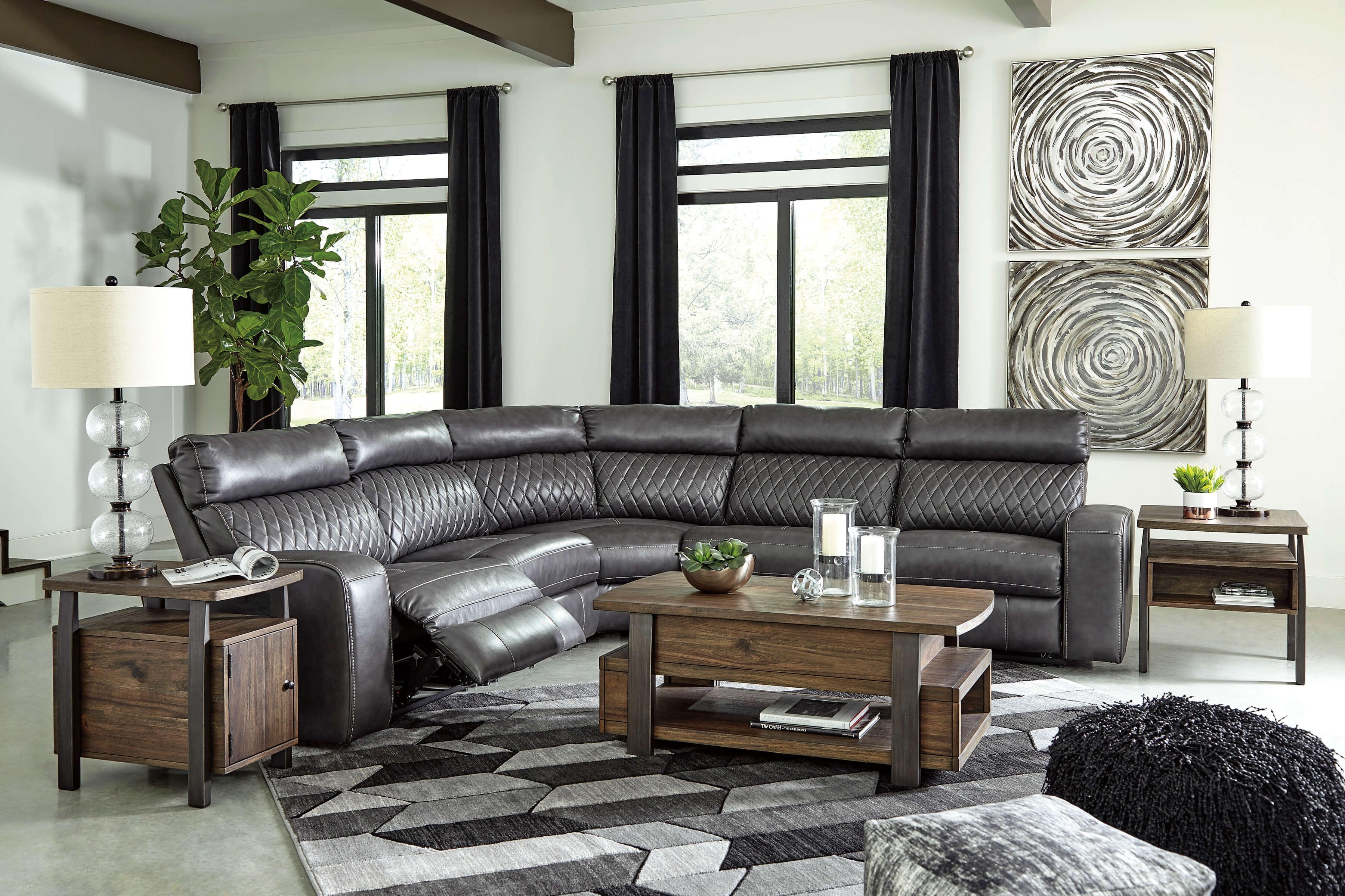 Samperstone 5-Piece Polyester Power Reclining Sectional Sofa