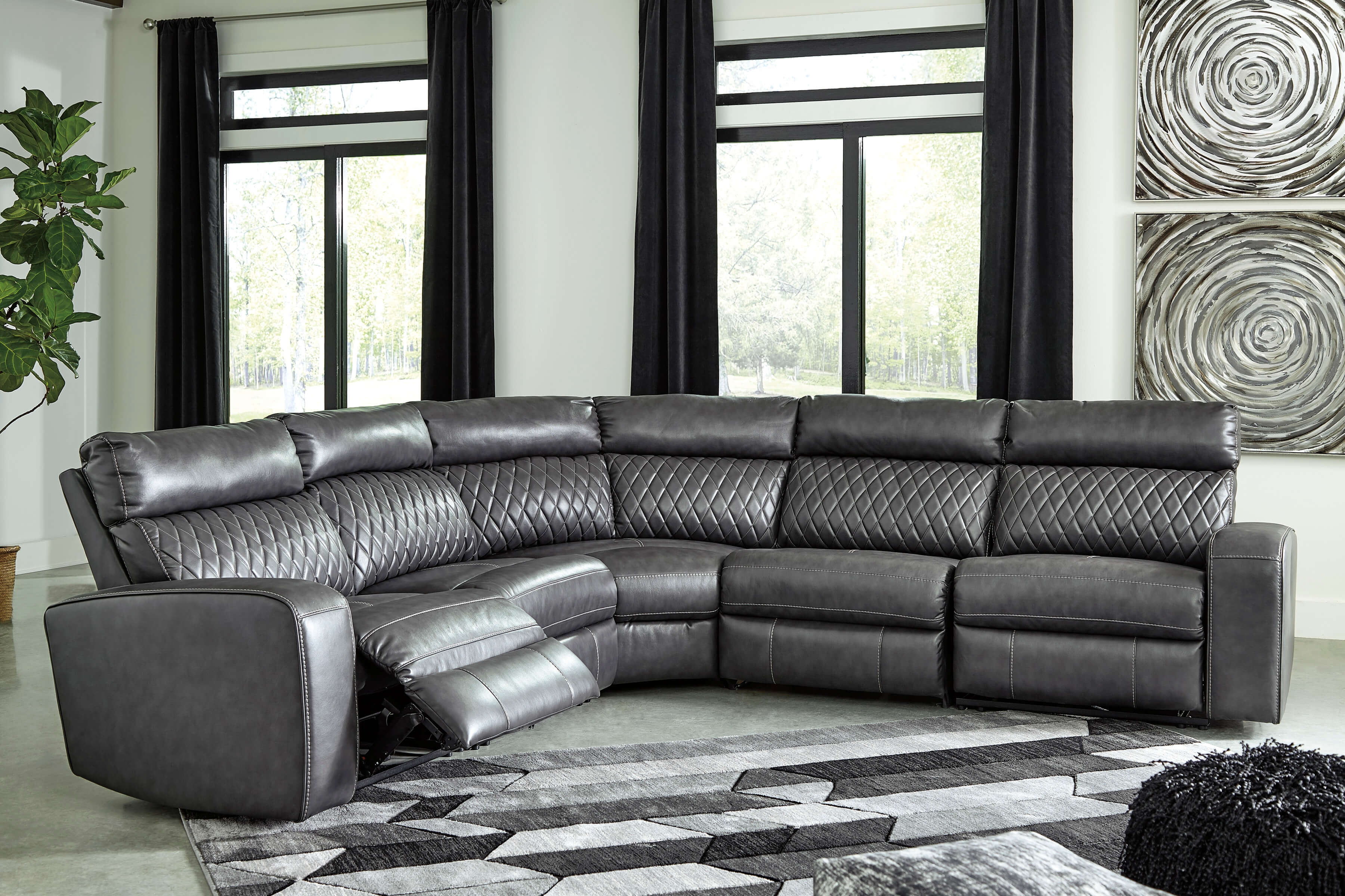 Samperstone 5-Piece Polyester Power Reclining Sectional Sofa
