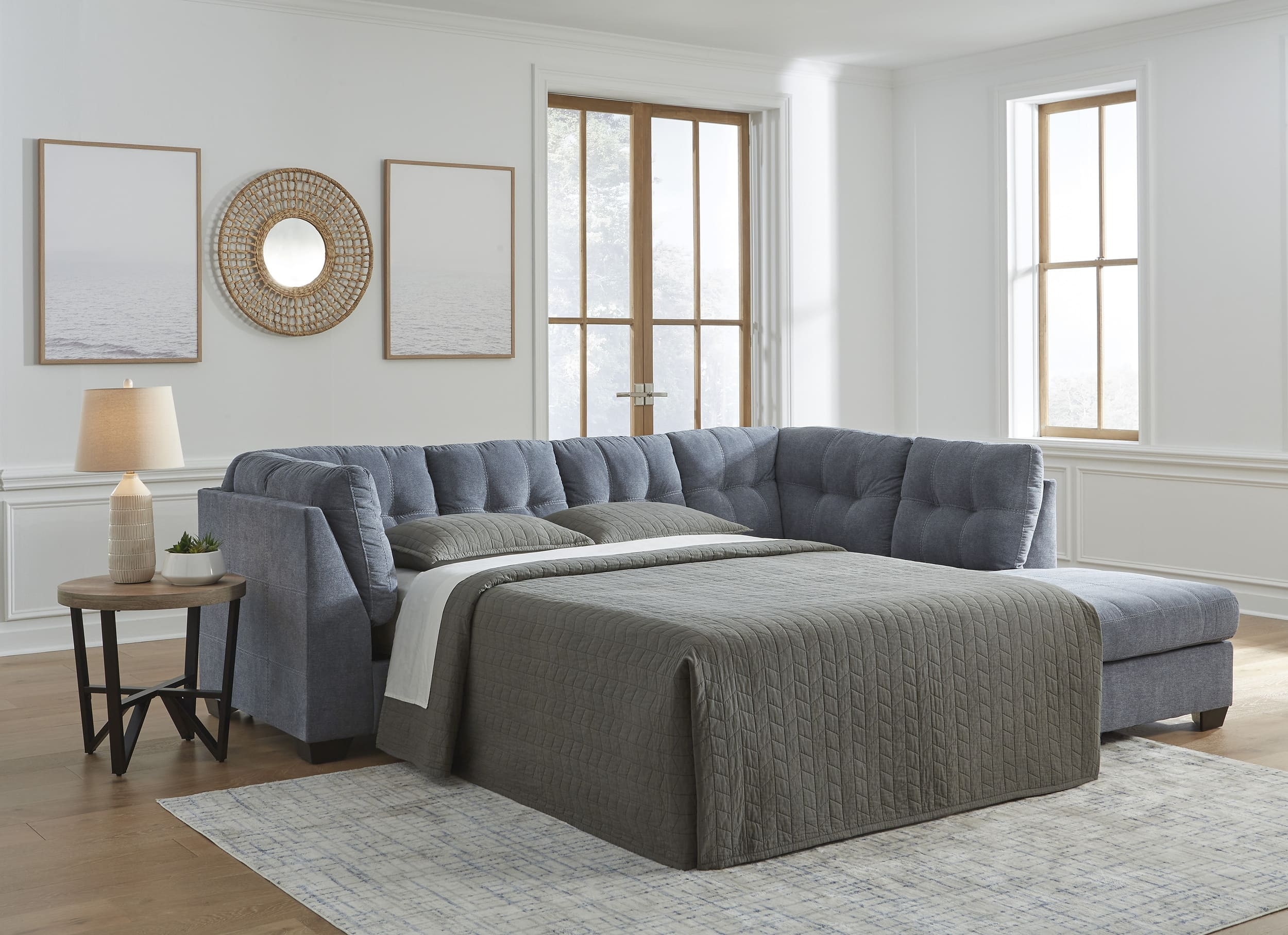 Marleton 2-Piece Polyester L-Shaped Sectional Sofa w/Right Arm Chaise Facing