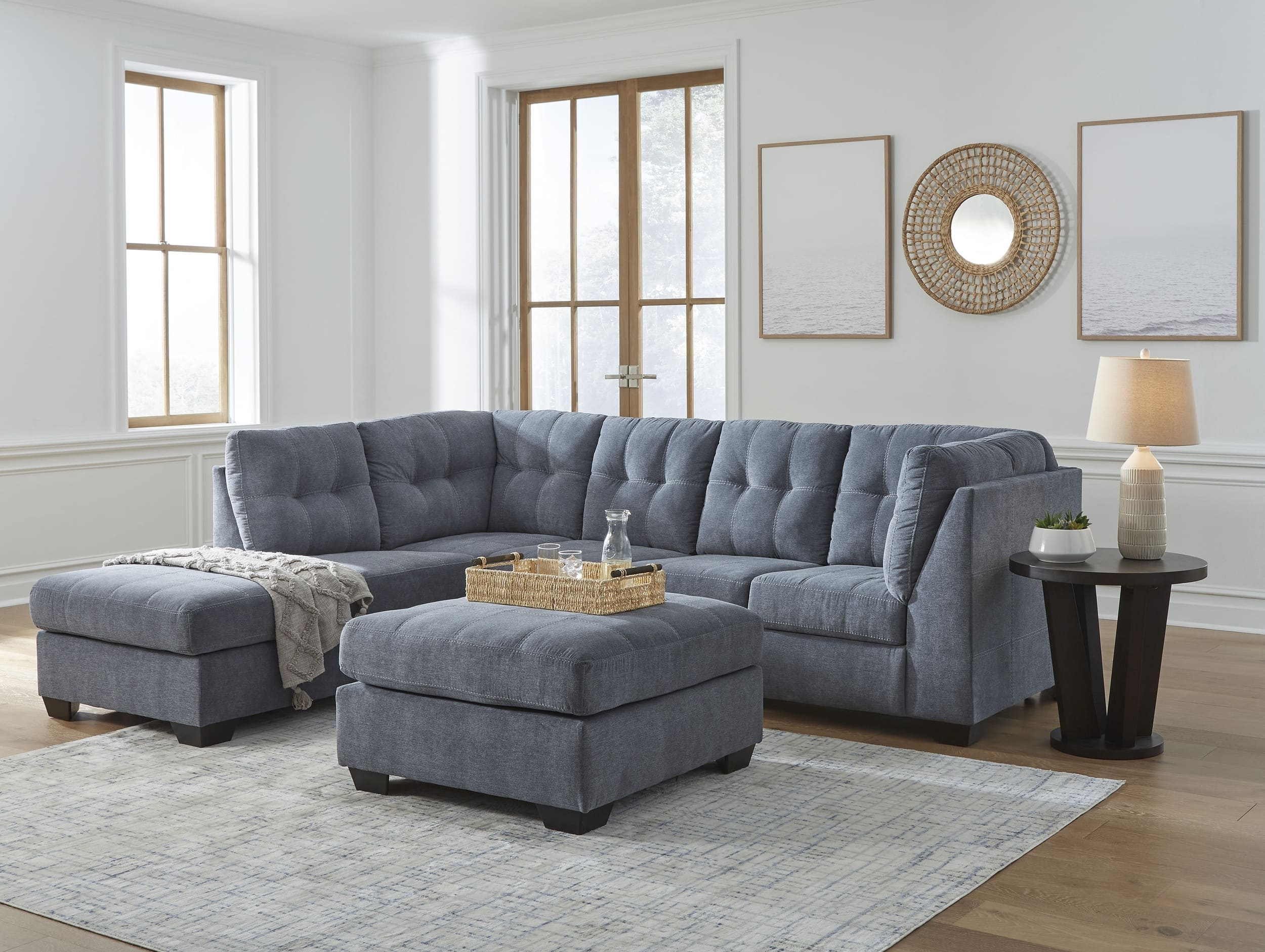Marleton 2-Piece Polyester L-Shaped Sectional Sleeper w/Left Arm Chaise Facing