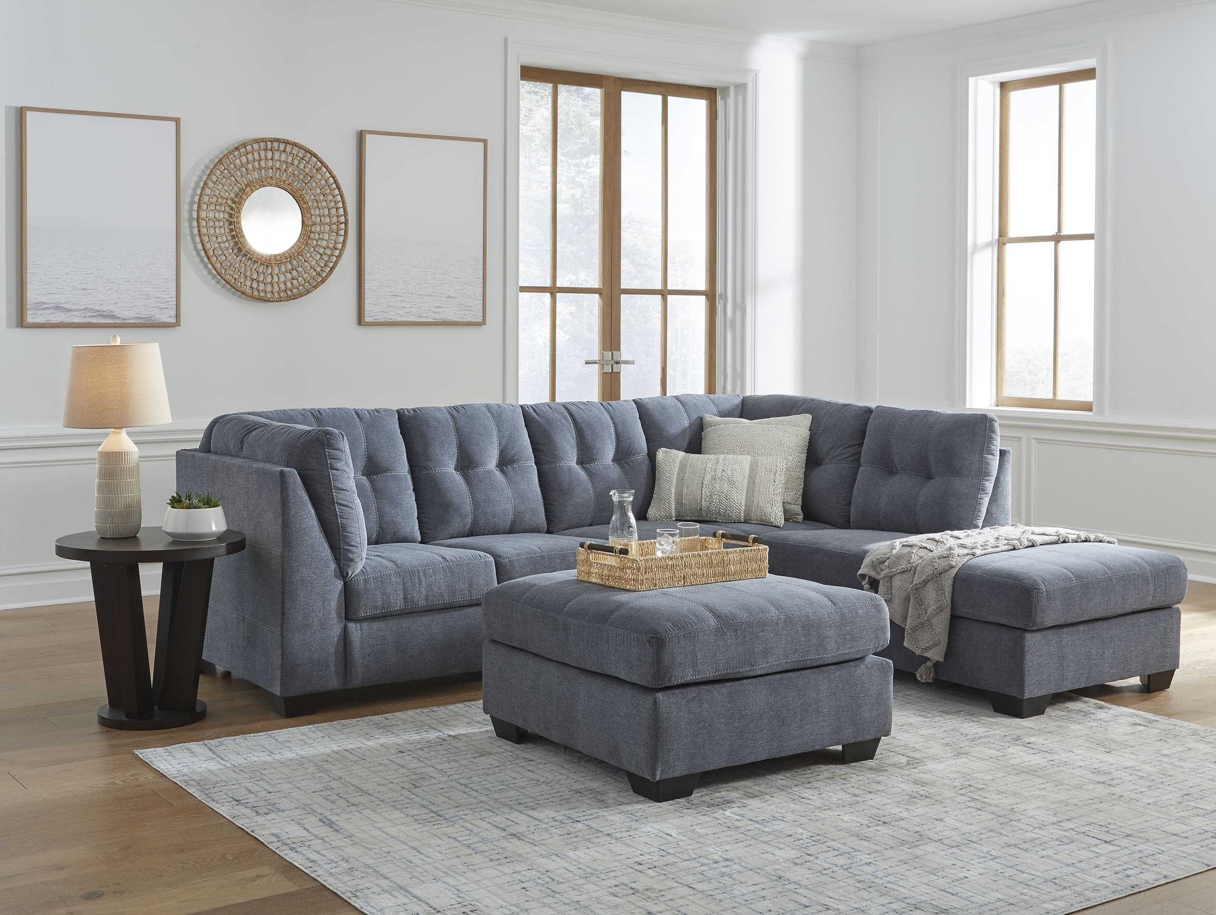 Marleton 2-Piece Polyester L-Shaped Sectional Sofa w/Right Arm Chaise Facing