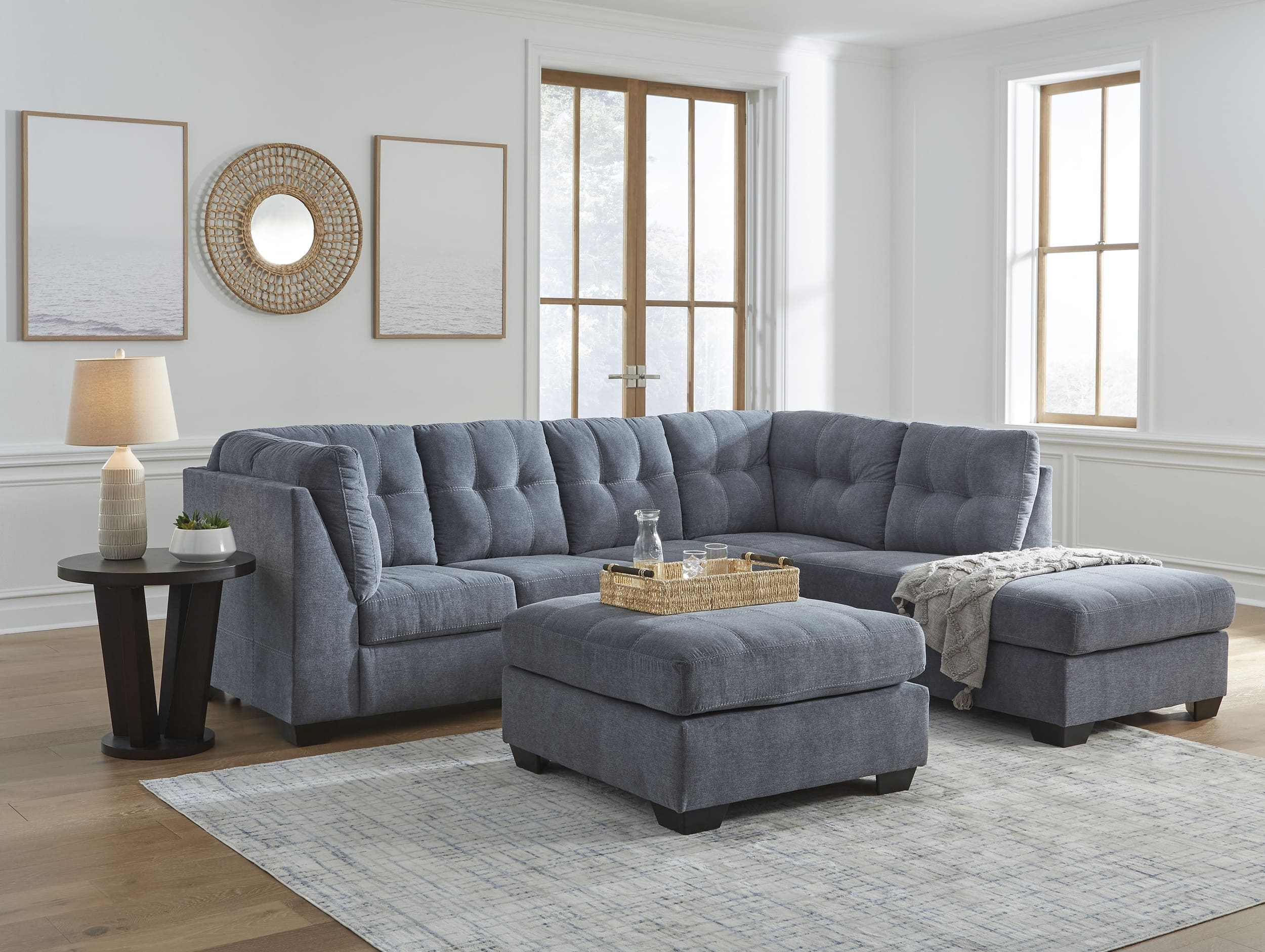Marleton 2-Piece Polyester L-Shaped Sectional Sofa w/Right Arm Chaise Facing
