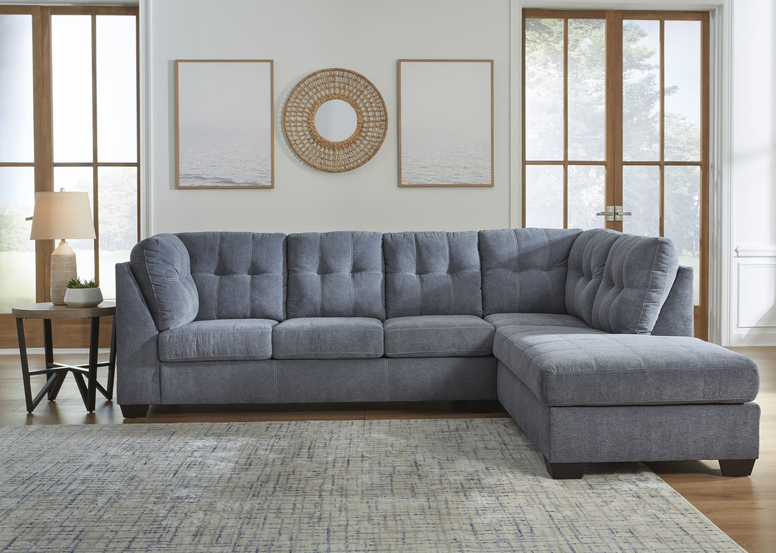 Marleton 2-Piece Polyester L-Shaped Sectional Sofa w/Right Arm Chaise Facing