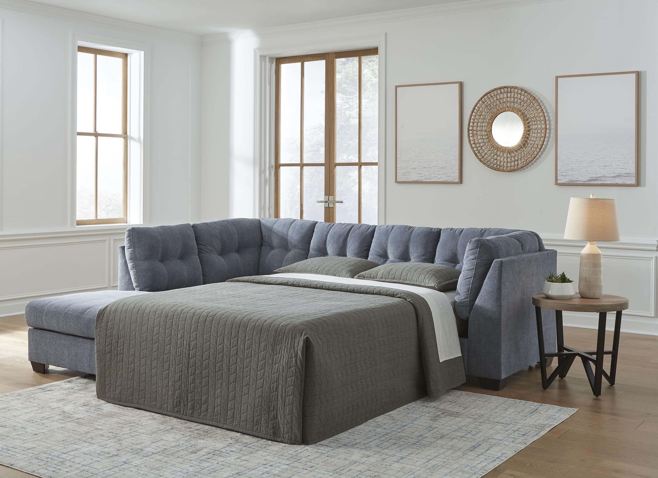 Marleton 2-Piece Polyester L-Shaped Sectional Sofa w/Left Arm Chaise Facing
