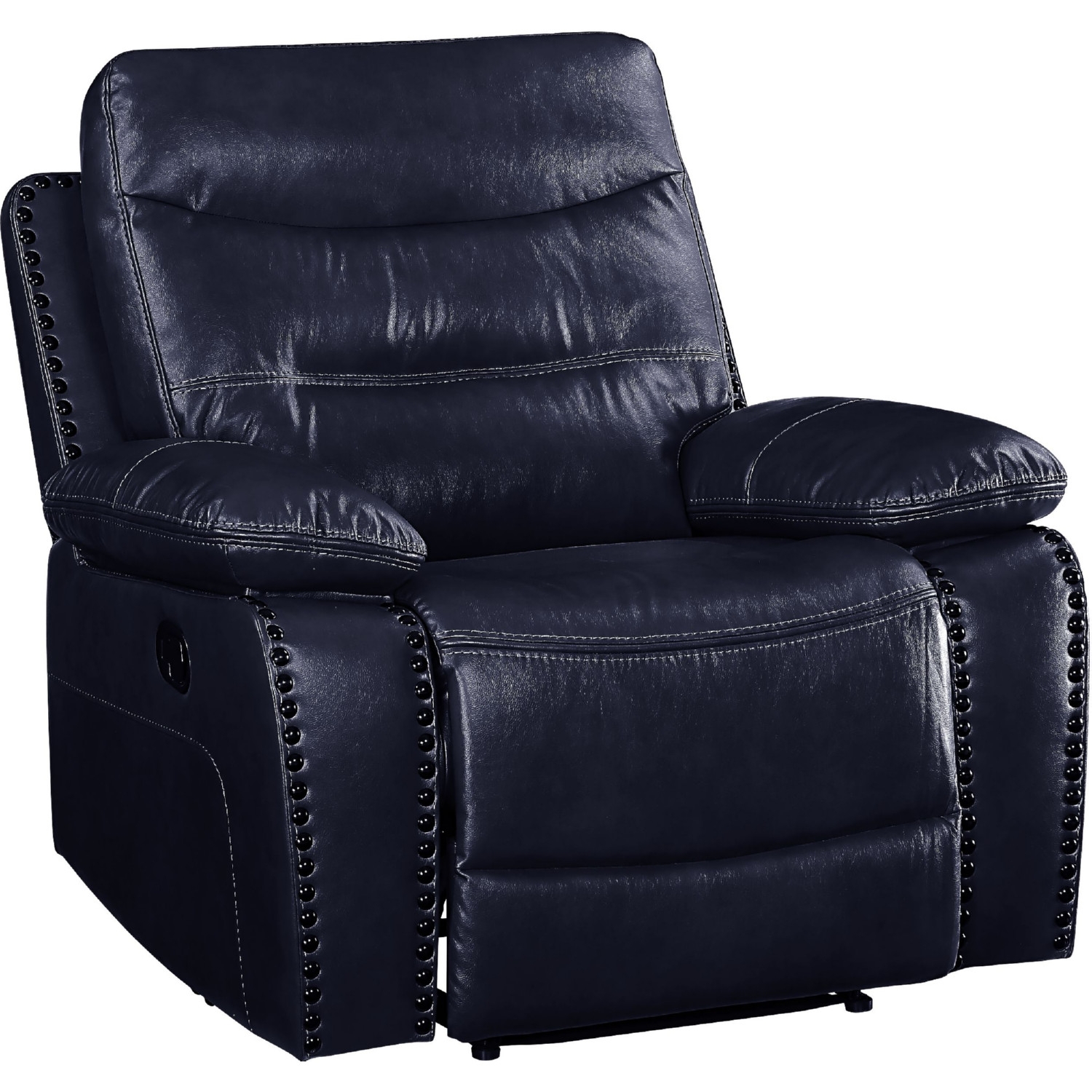 Aashi Navy Leather-Gel Match Recliner 