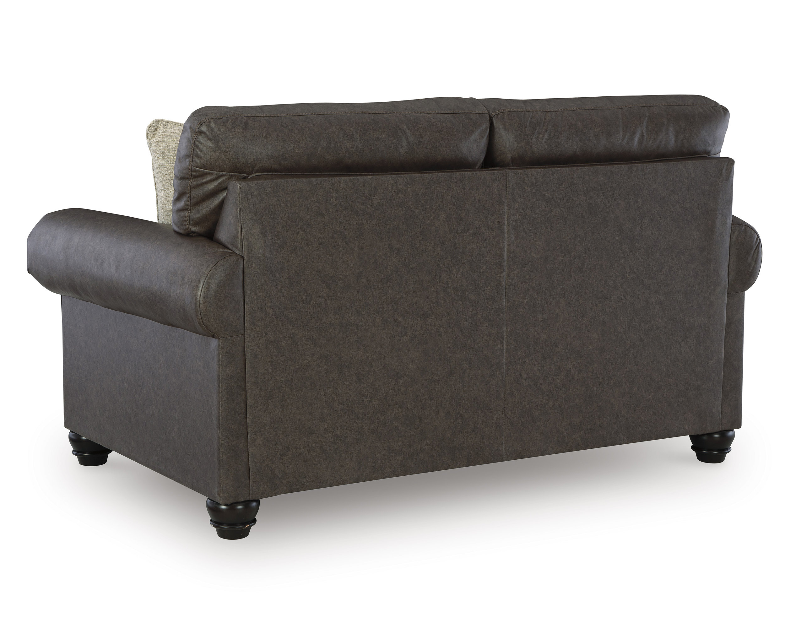 Roxmere Traditional Loveseat | Umber Faux Leather