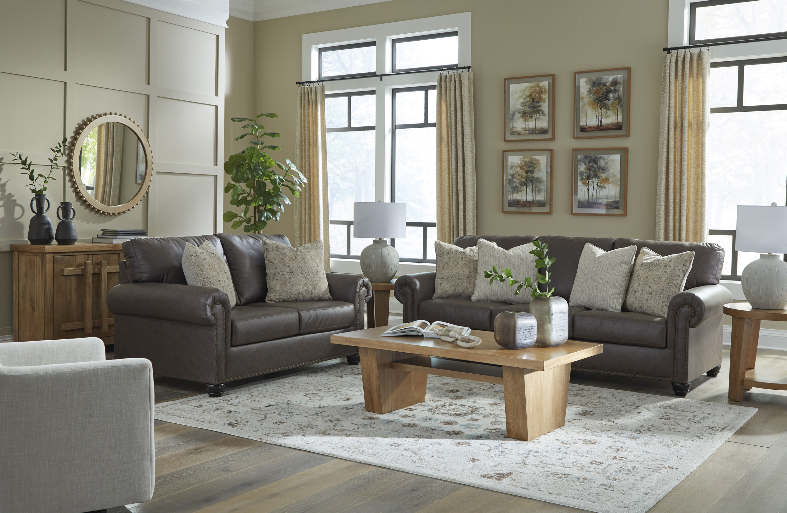 Roxmere Faux Leather Living Room Set