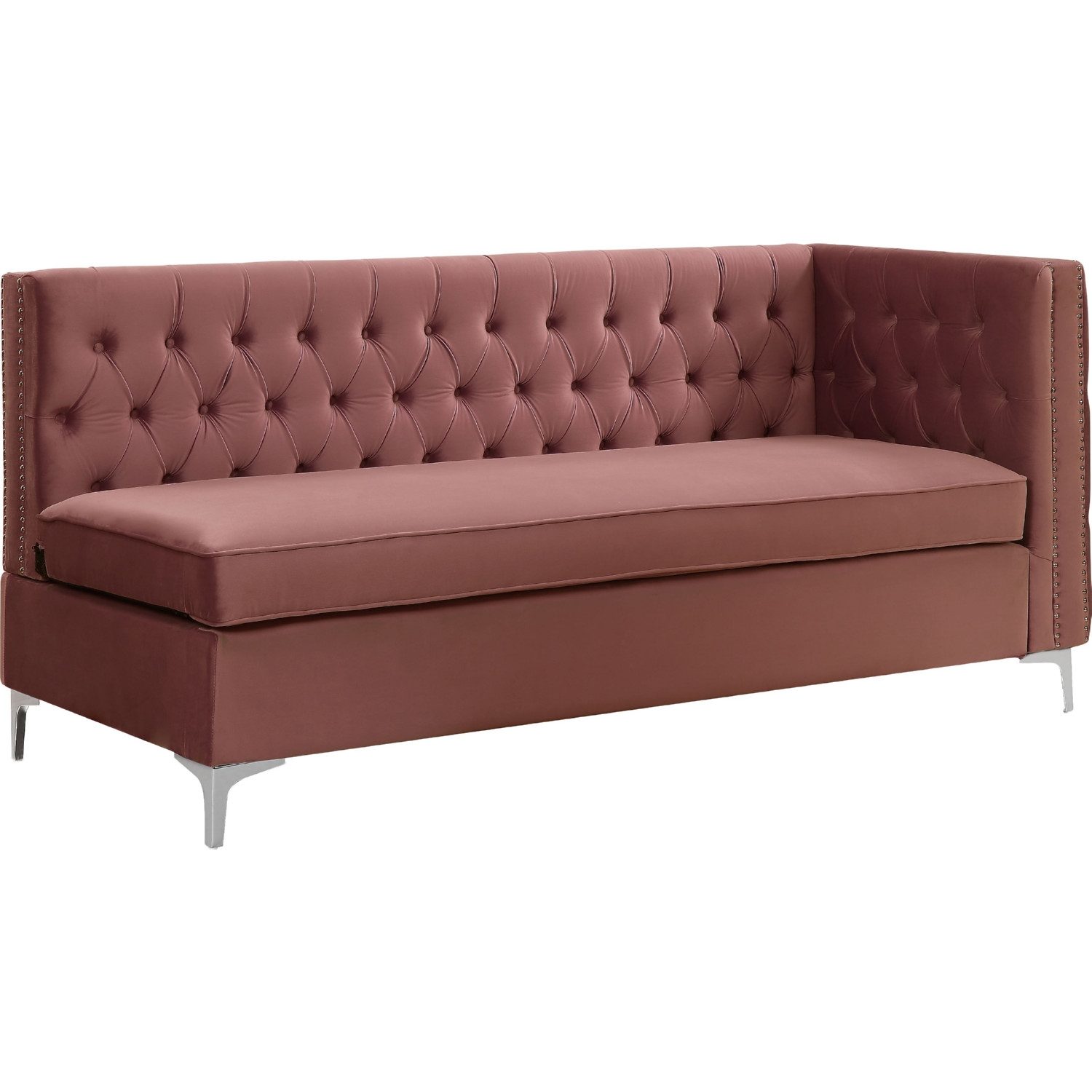 Rhett Velvet Tufted L-Shaped Sectional Sofa w/Left Facing Chaise