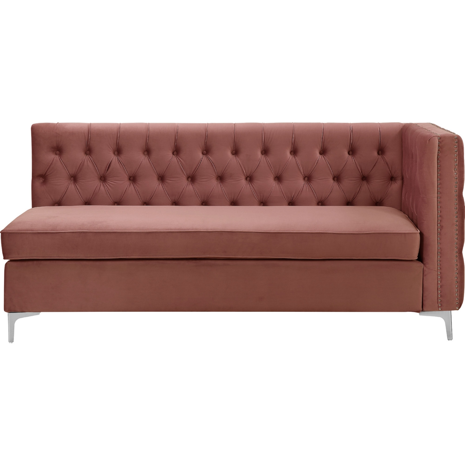 Rhett Velvet Tufted L-Shaped Sectional Sofa w/Left Facing Chaise