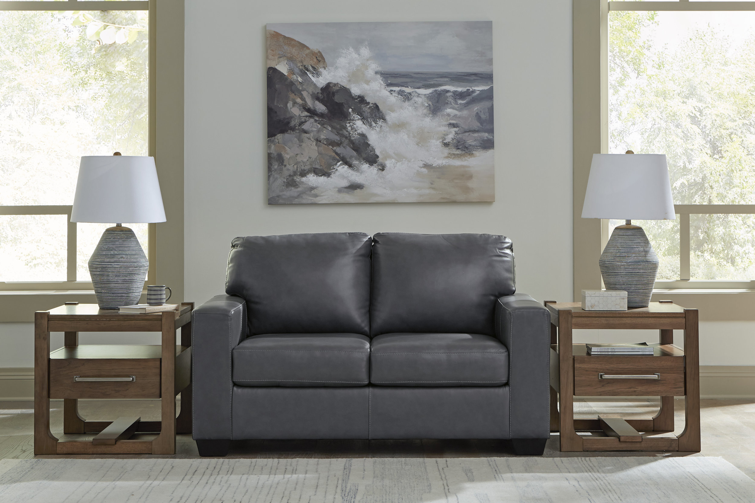 Bolsena Premium Leather Loveseat | Admiral Blue